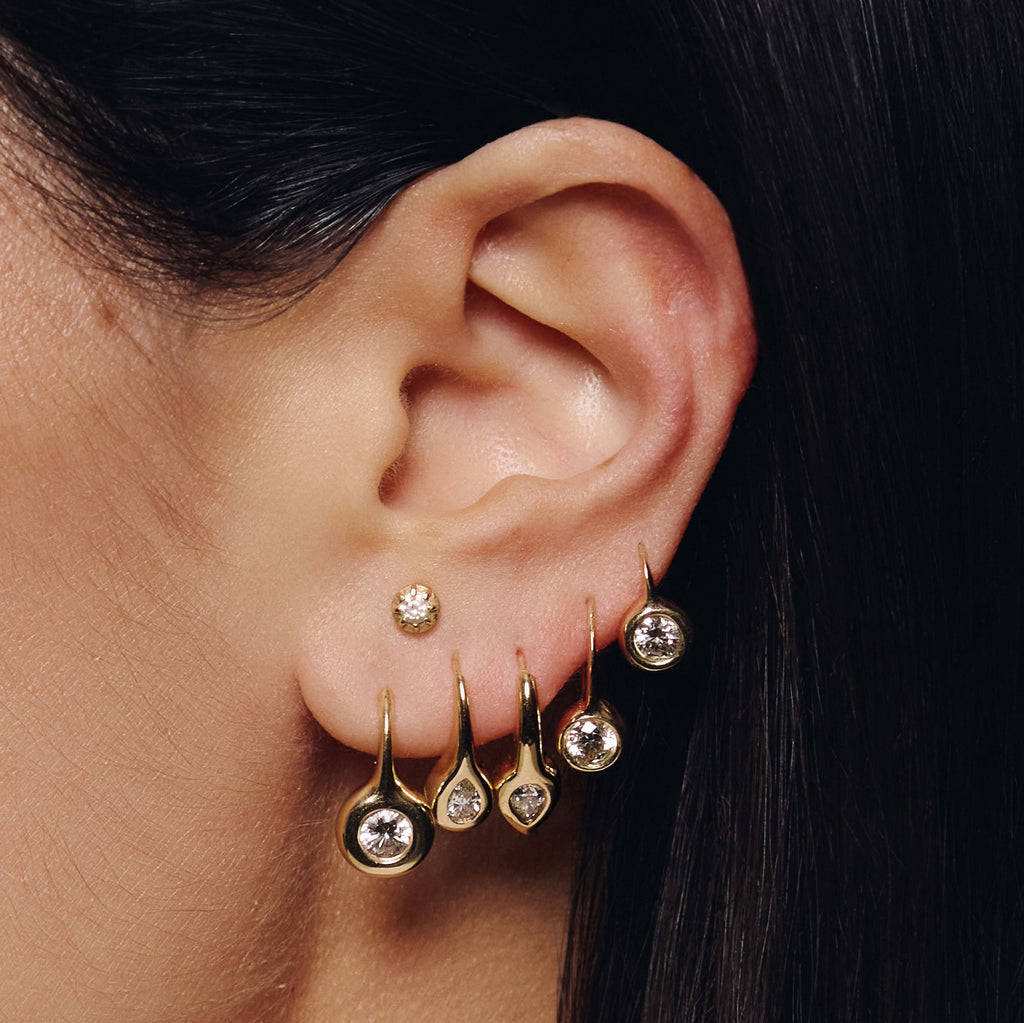 Teardrop Diamond Hook Earring
