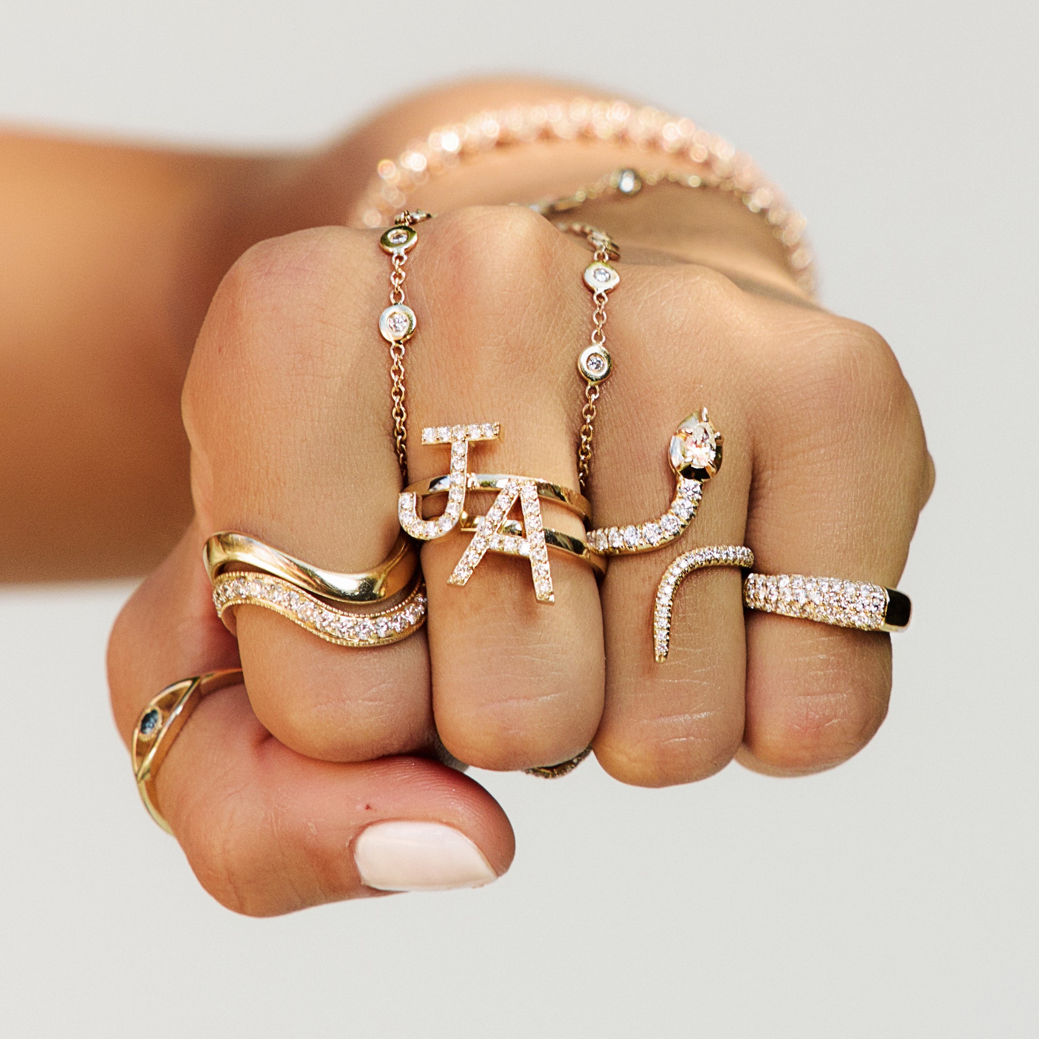 Teardrop Sophia Diamond Head Pave Snake Ring