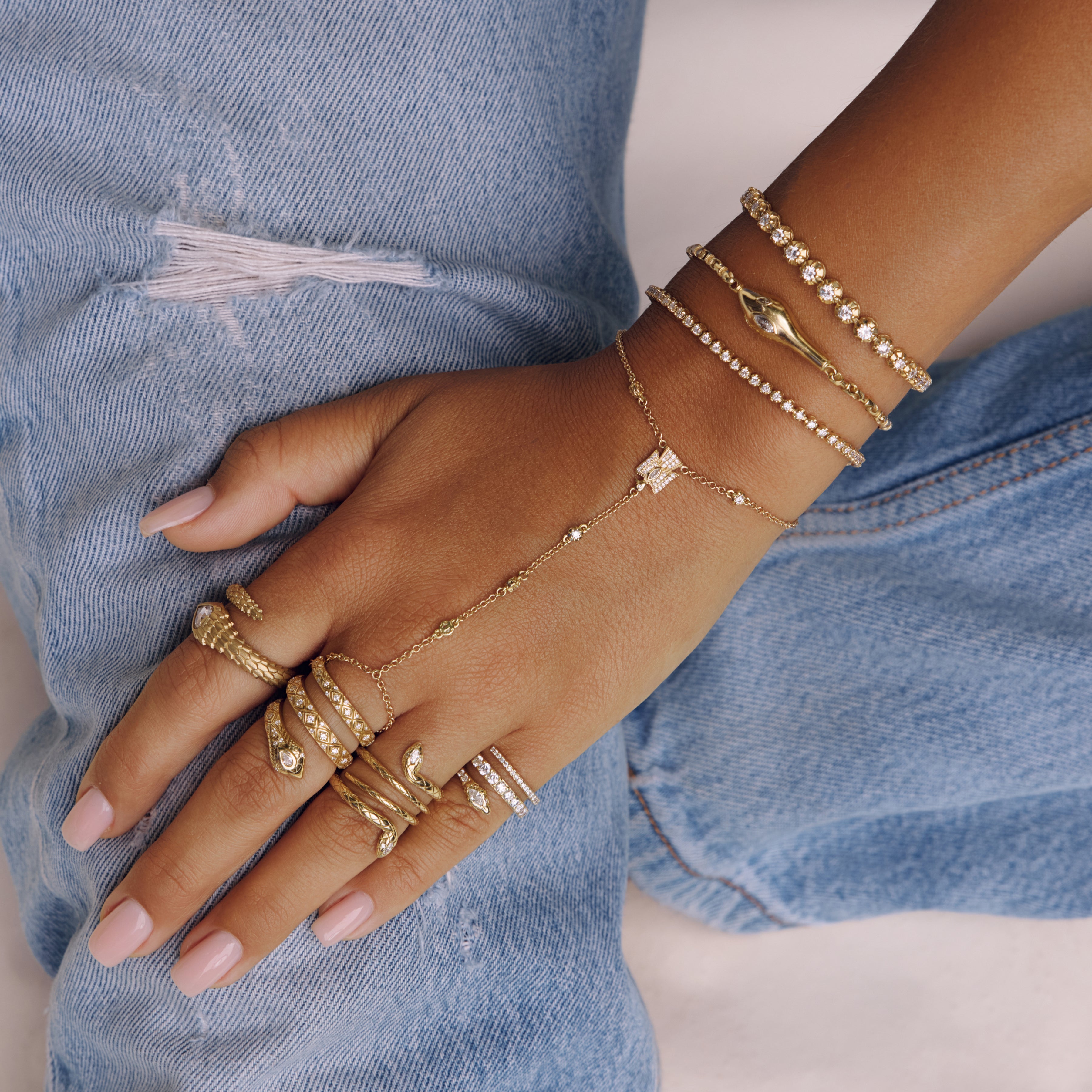 Pave Marquise Thunderbird Sophia Diamond Finger Bracelet