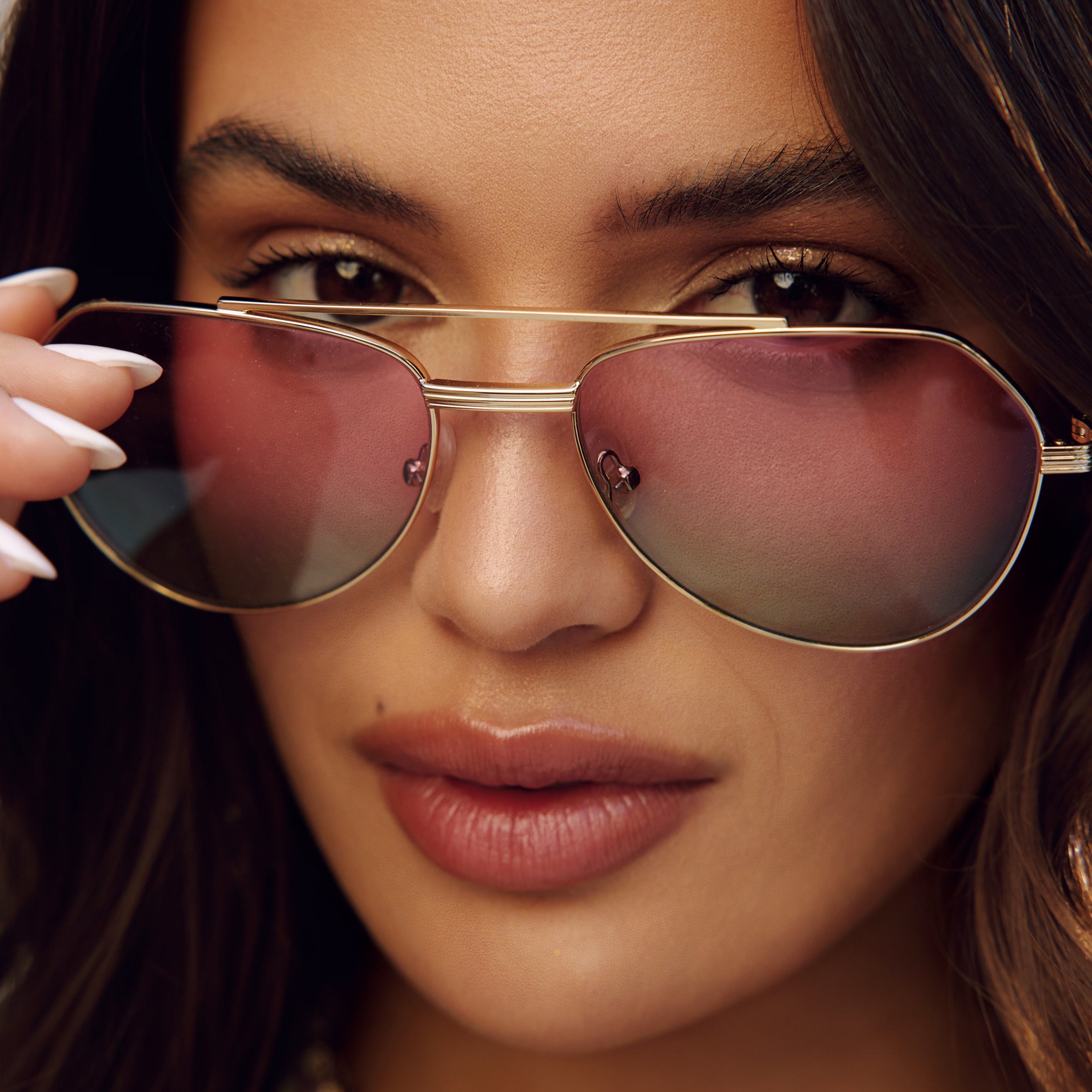 Sacred Gaze Aviator Watermelon Tourmaline Sunglasses