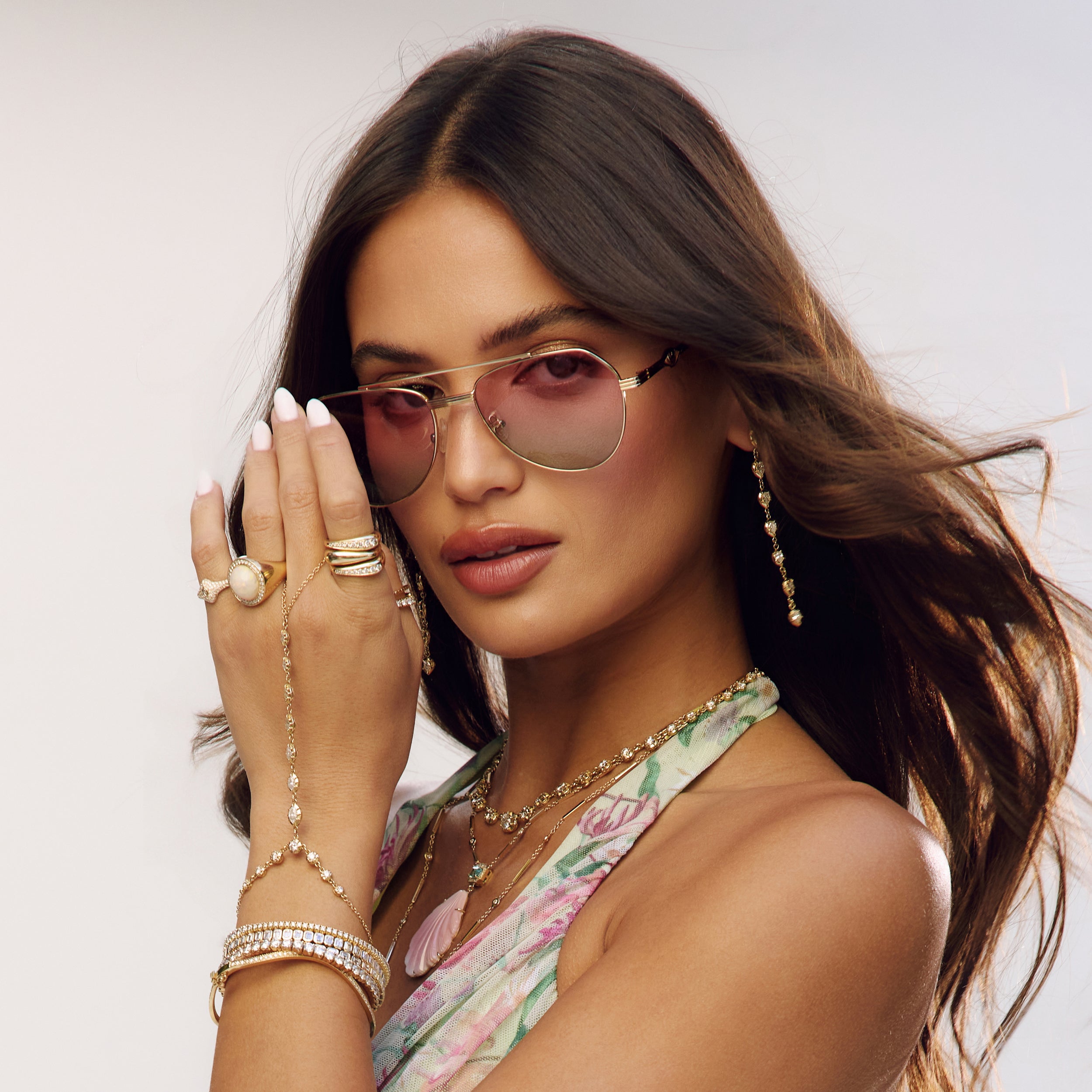 Sacred Gaze Aviator Watermelon Tourmaline Sunglasses