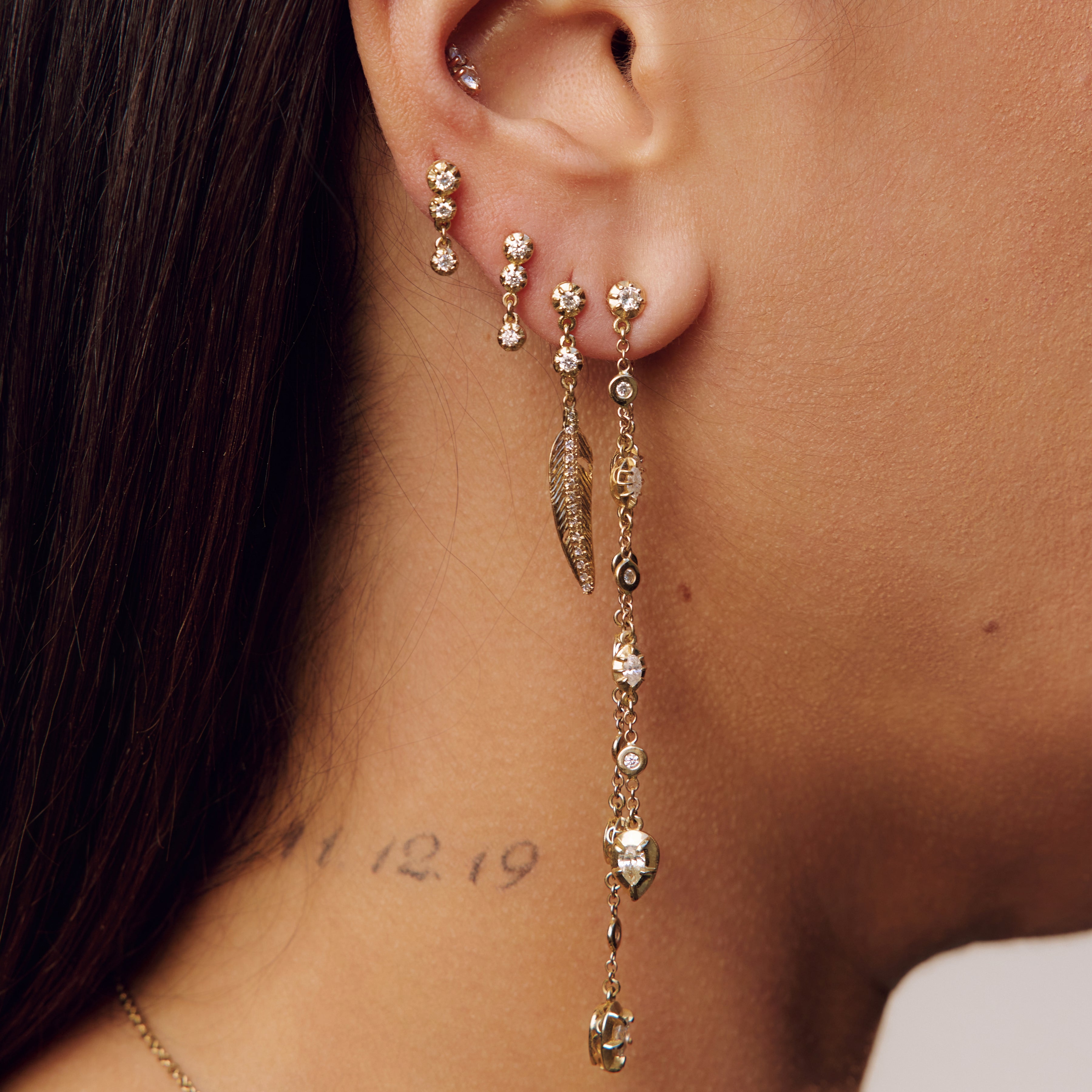 Multi Shape Sophia Diamond + Round Diamond Earring Back