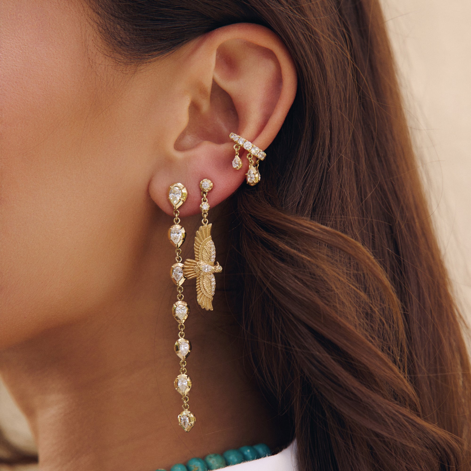 Triple Teardrop Sophia Diamond Shaker Pave Ear Cuff