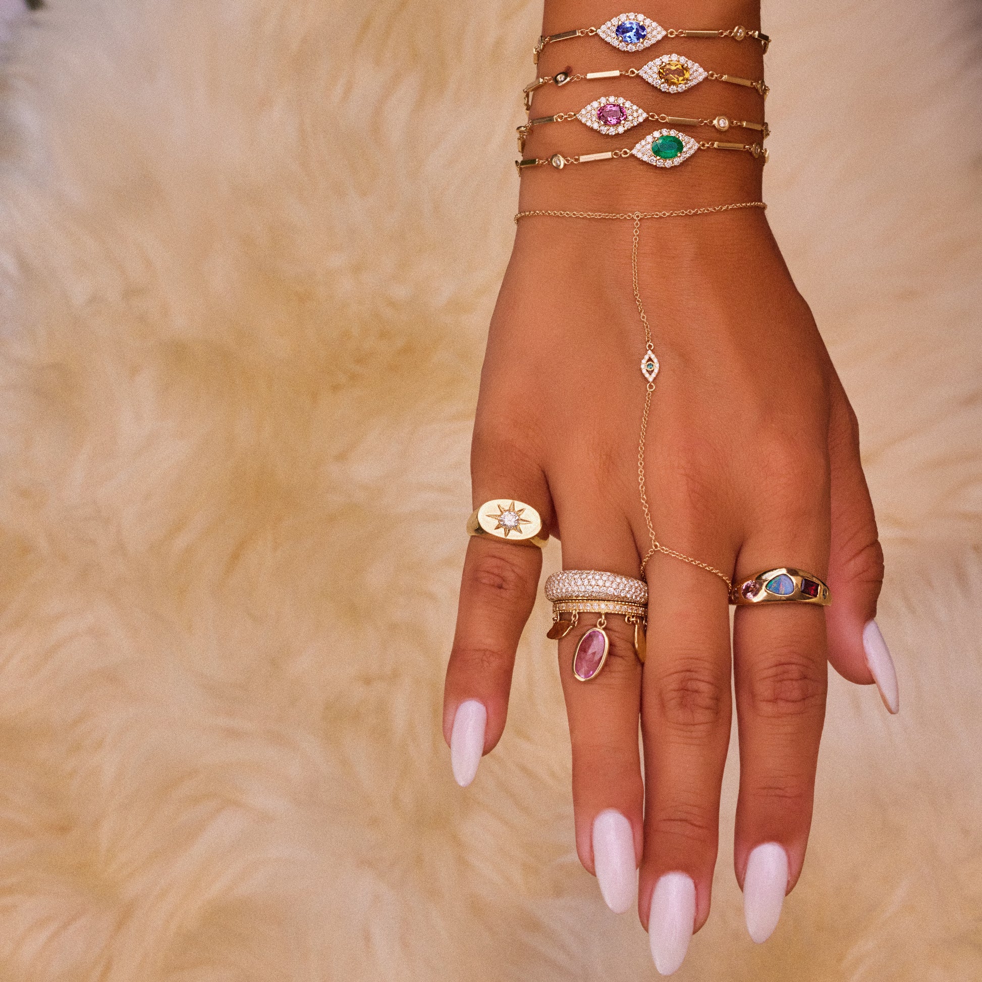 Pave Mini Eye Finger Bracelet