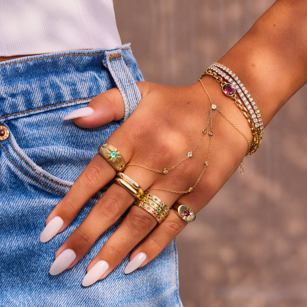 Emerald Starburst Eternity Band Ring
