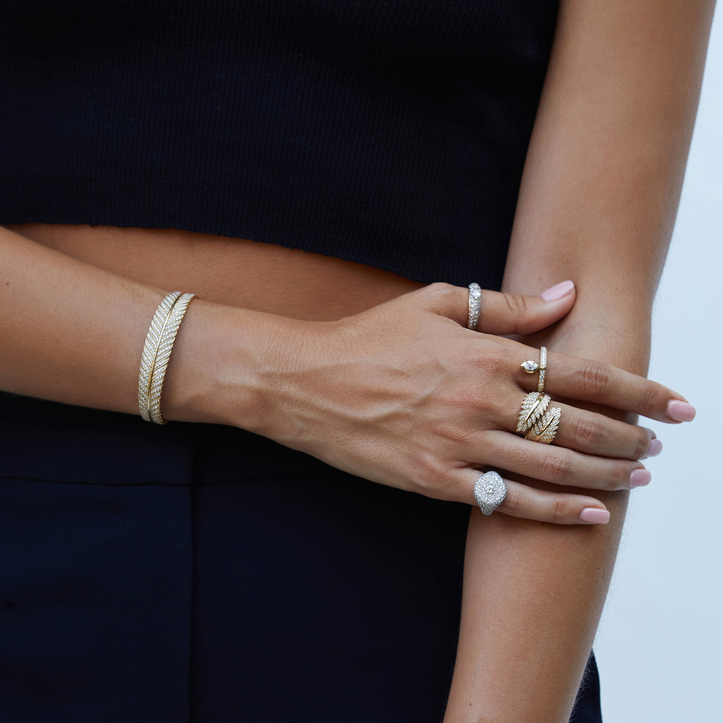 Feather Wing Cuff with Pavé Diamonds