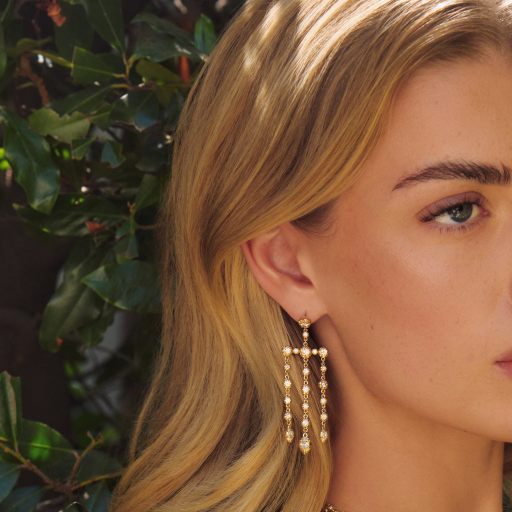 Round + Teardrop Sophia Diamond Chandelier Earrings