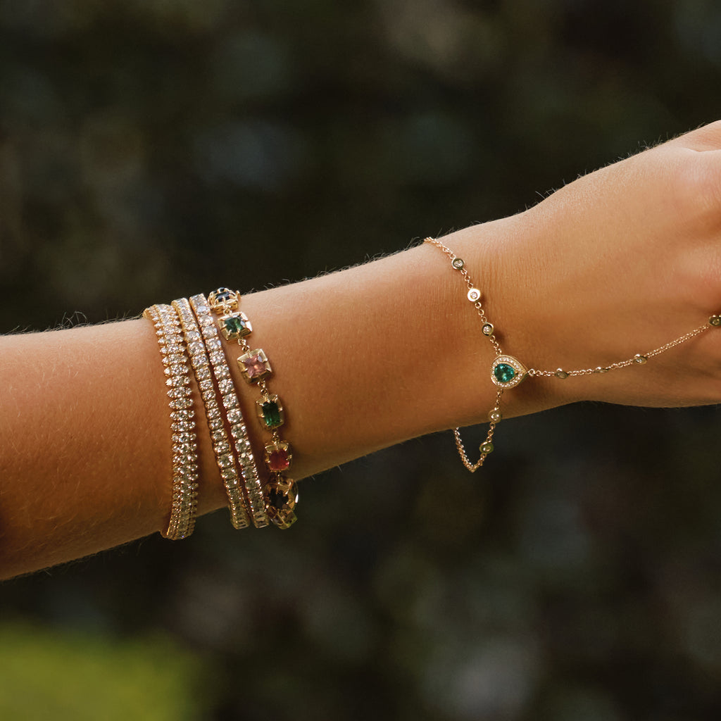 Multi Shape Tourmaline Vintage Bezel Tennis Bracelet