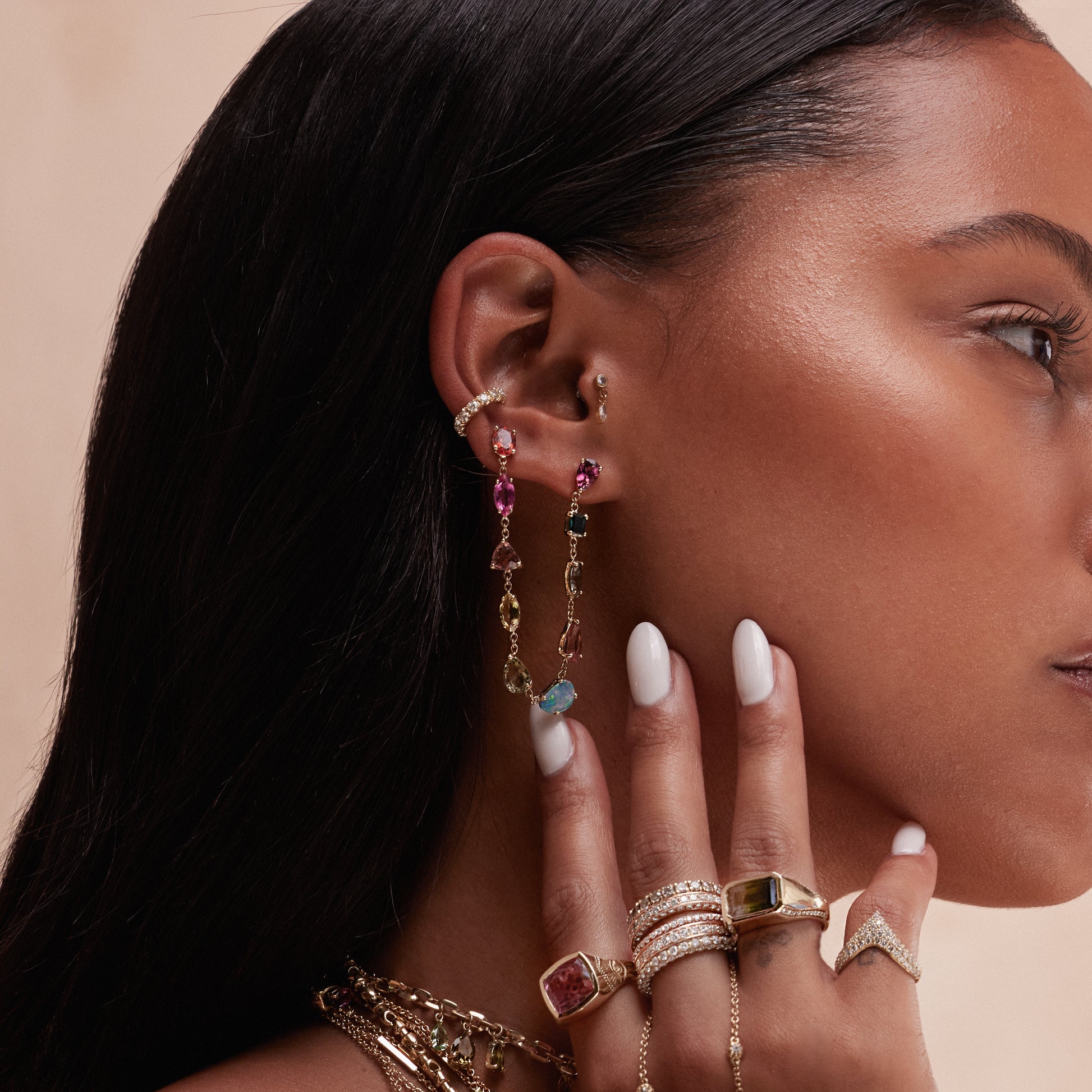 Multi Gemstone Double Stud