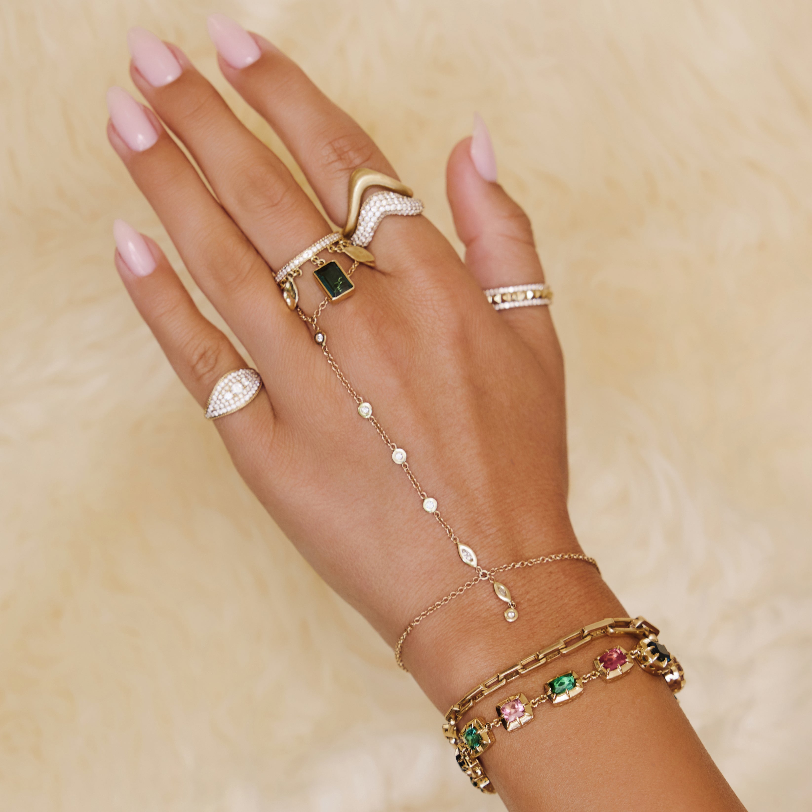 Multi Shape Tourmaline Vintage Tennis Bracelet