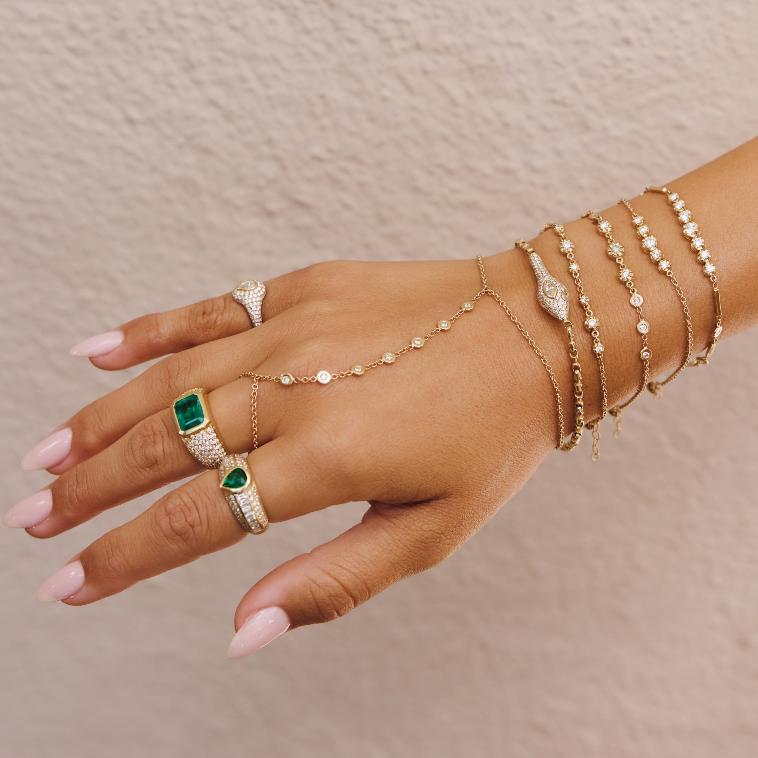 3 Sophia Diamond + 6 Round Diamond Bracelet
