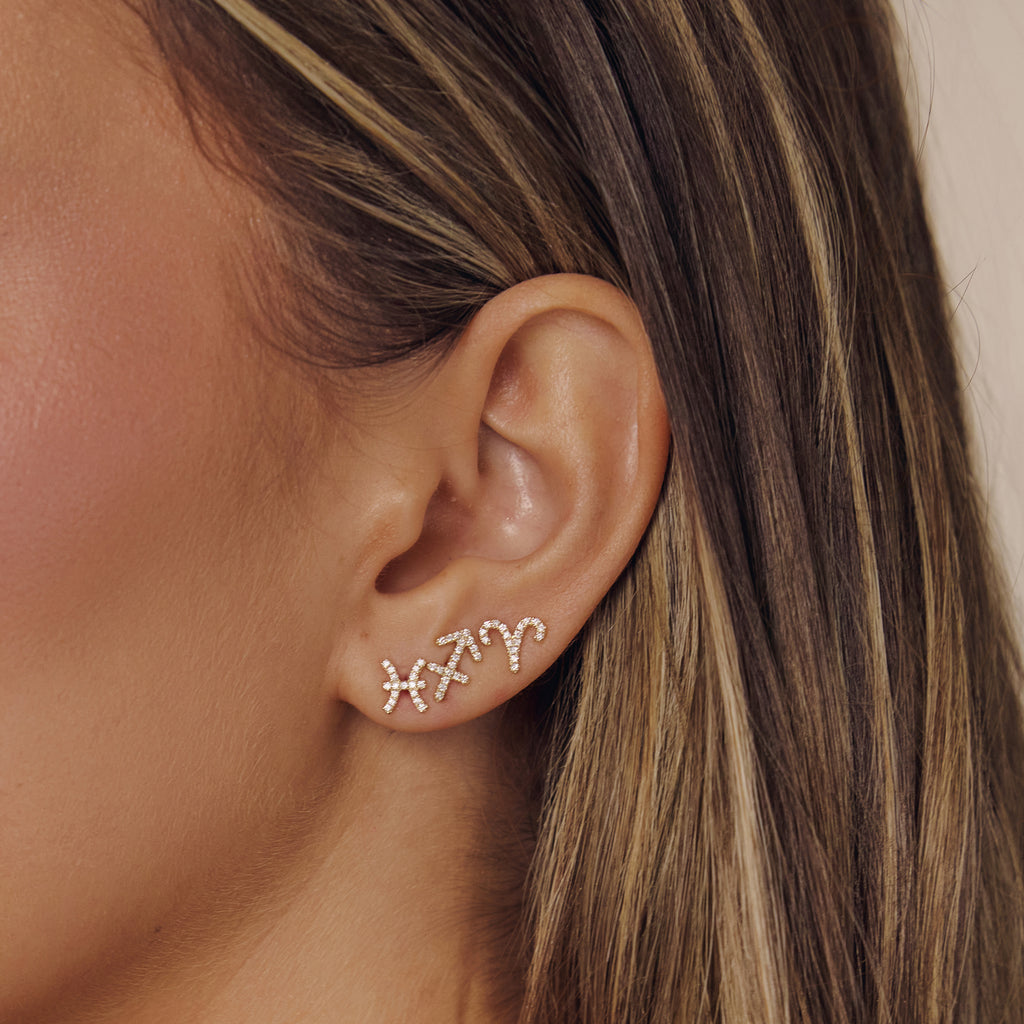 Pave Diamond Zodiac Stud