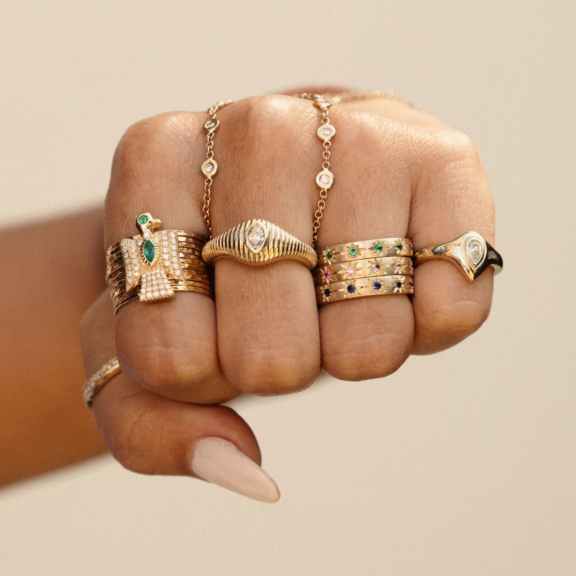 Teardrop Diamond Signet Ring