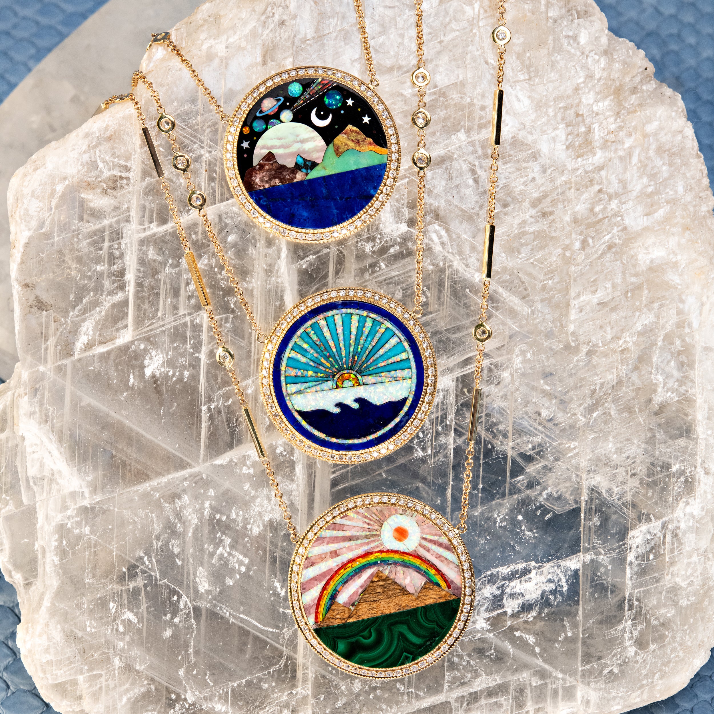 Pave Diamond Sunshine Inlay Necklace – Jacquie Aiche