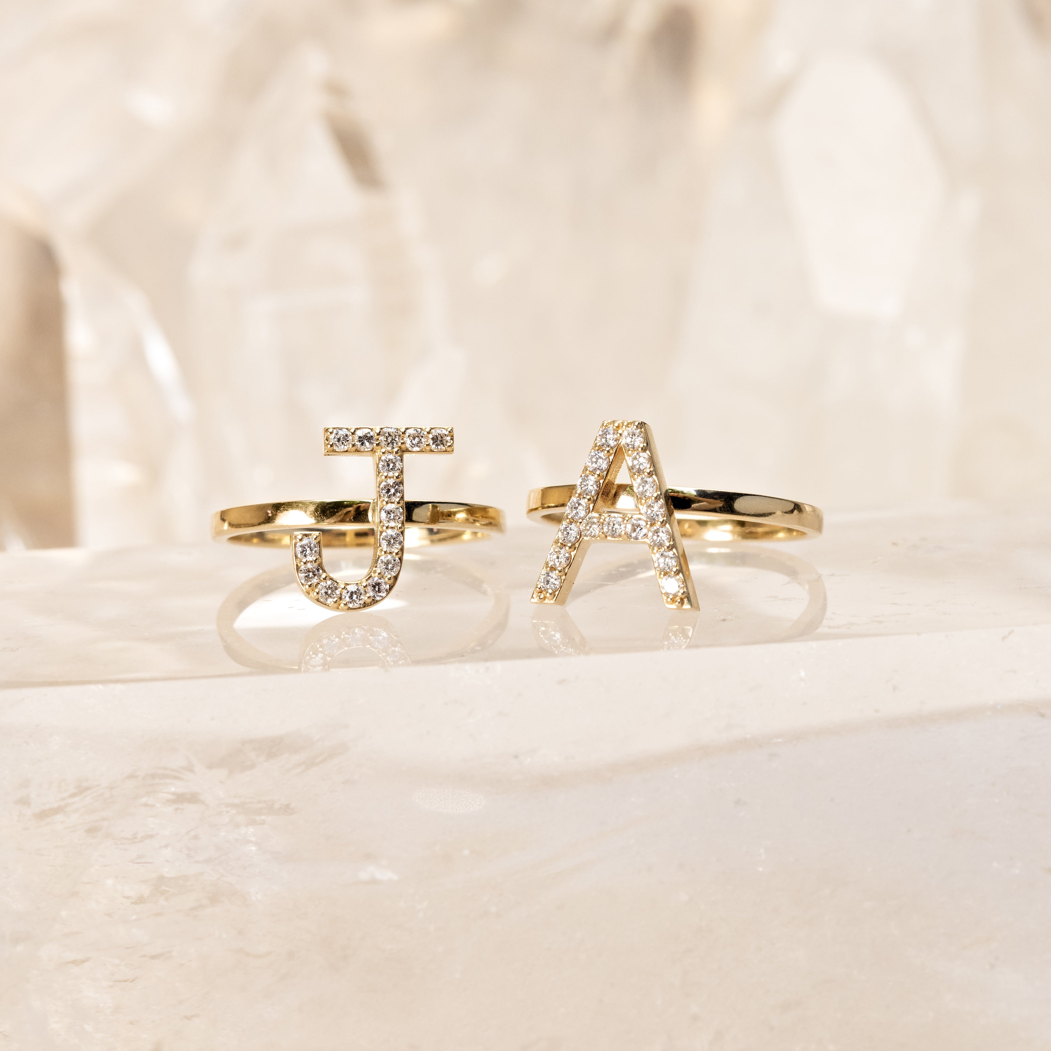 Pave Diamond Initial Ring B
