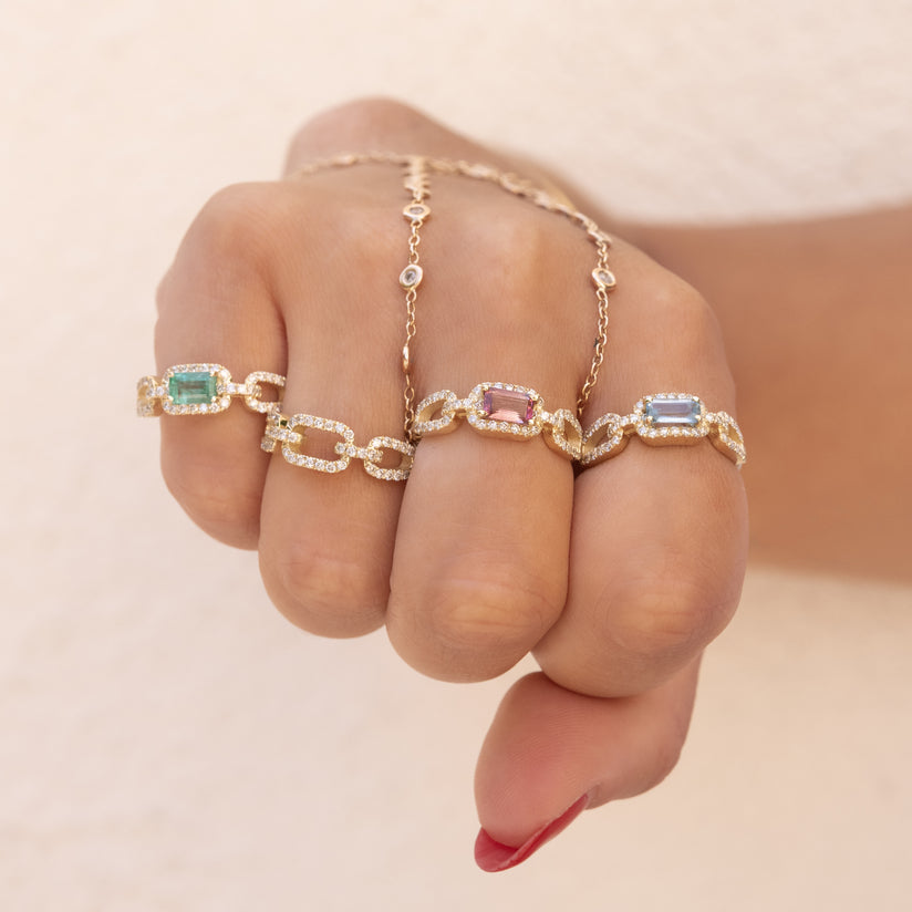 PAVE CHAIN LINK ROPE RING