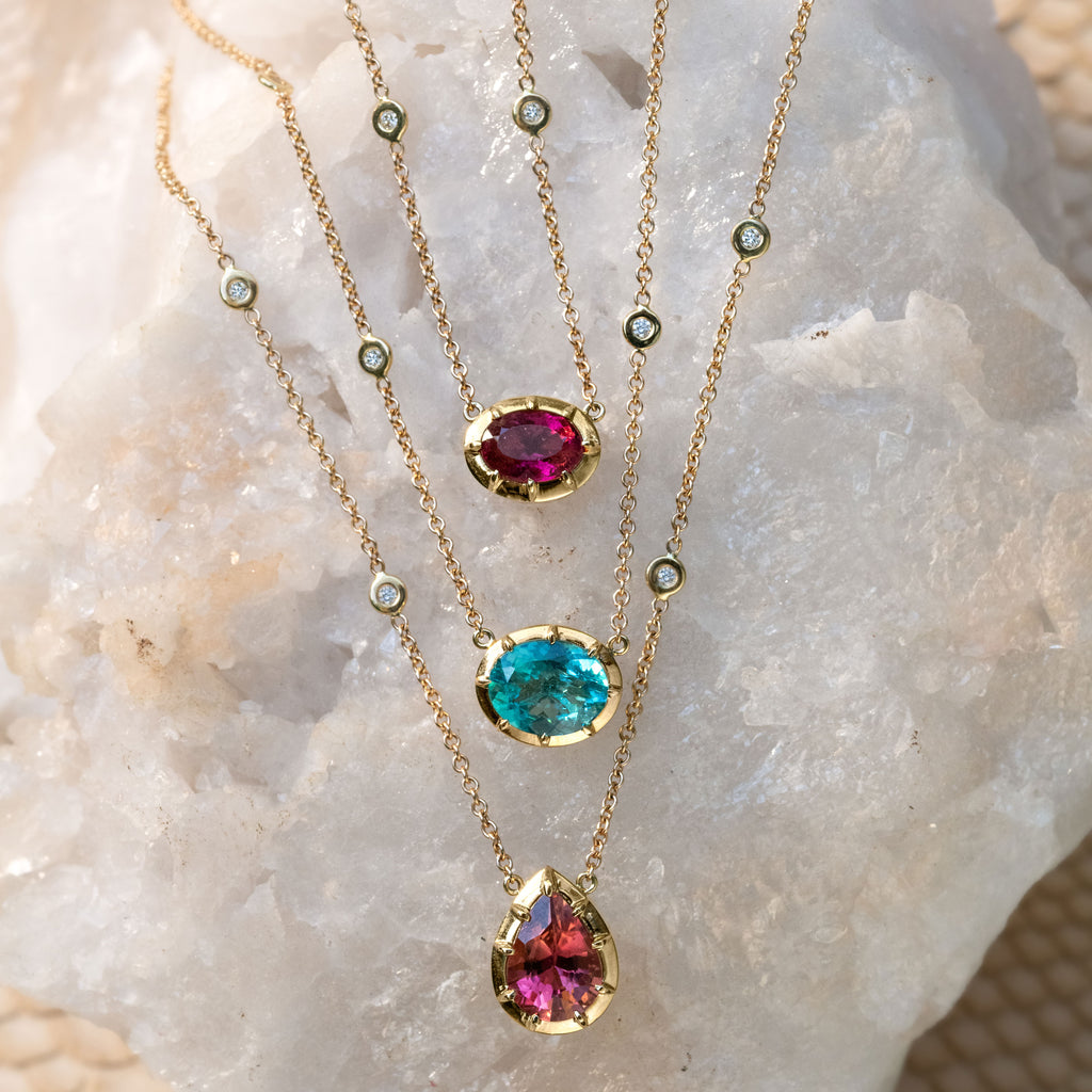 Oval Rubellite Sophia Bezel Necklace