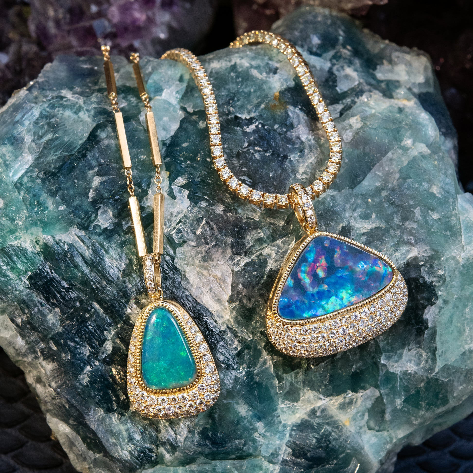 Opal Trillion Pave Bottom Charm