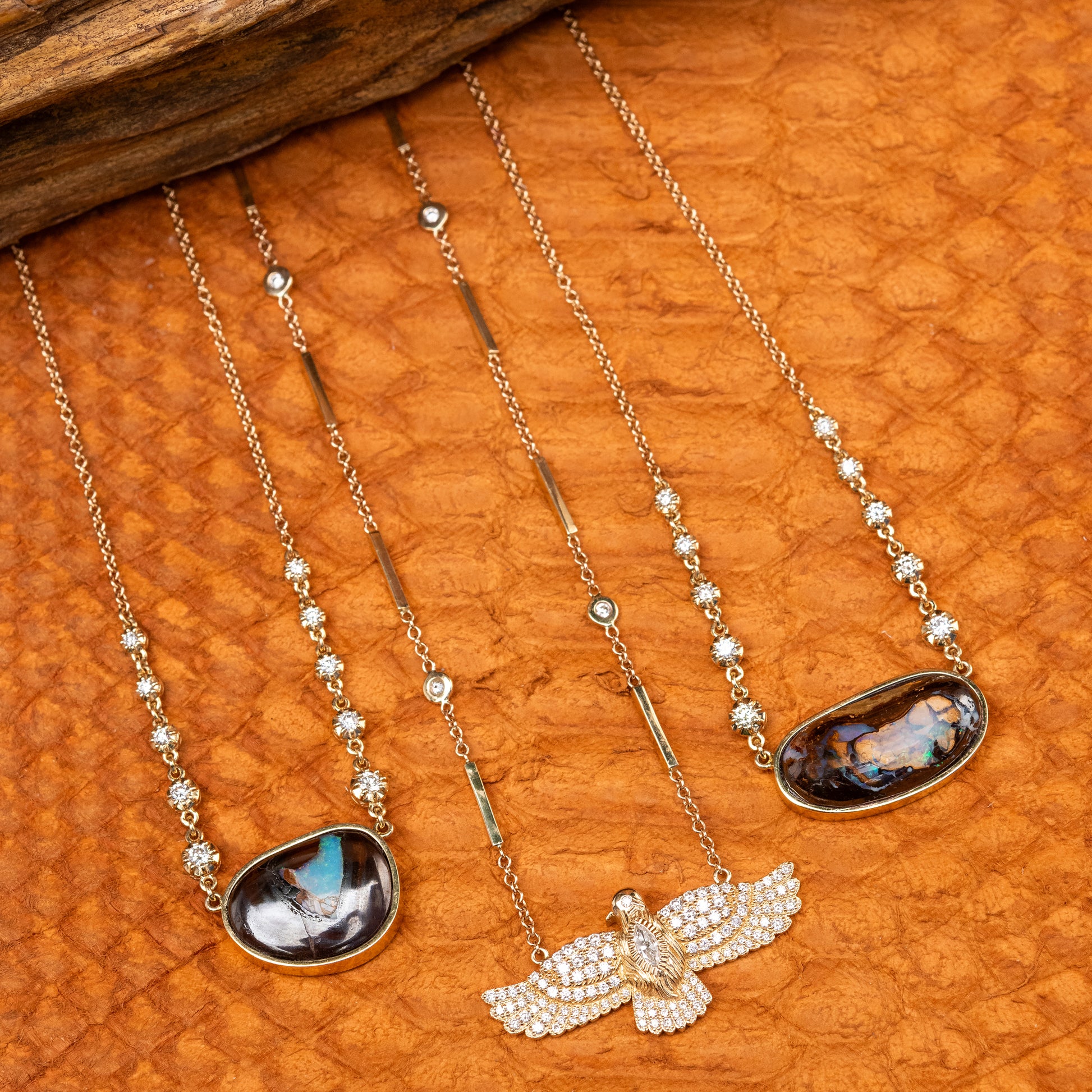 Freeform Koroit Opal 10 Sophia Diamond Necklace