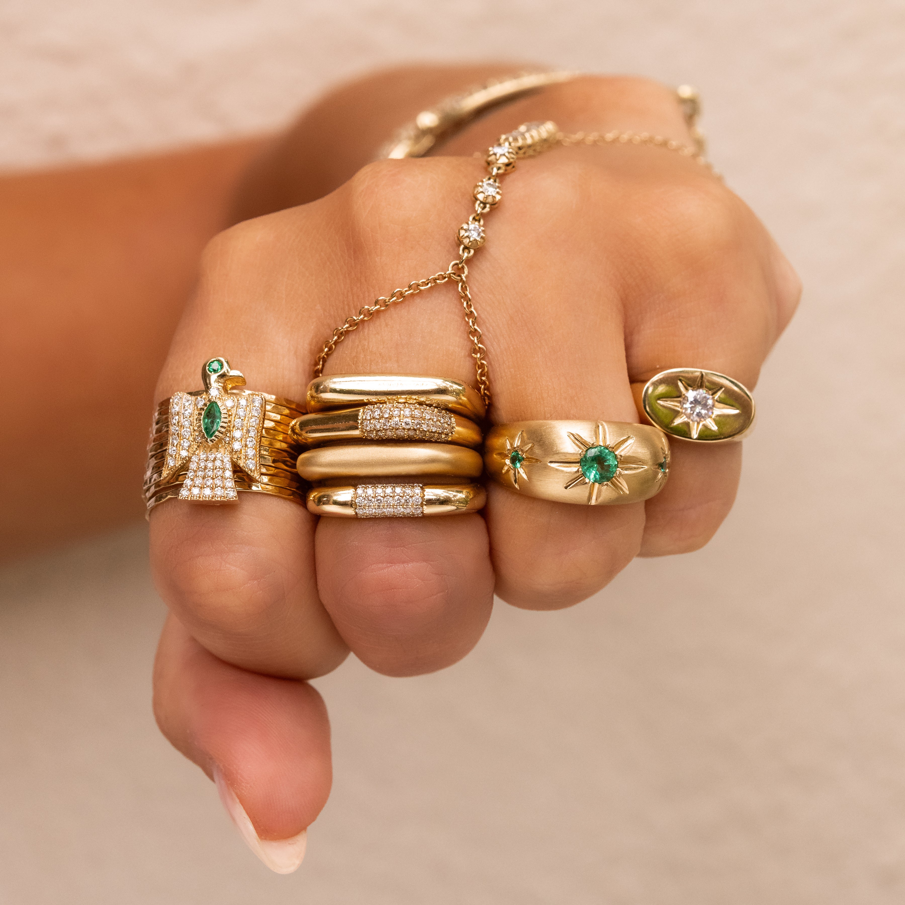 Pave Corner Rounded Flat Top Ring