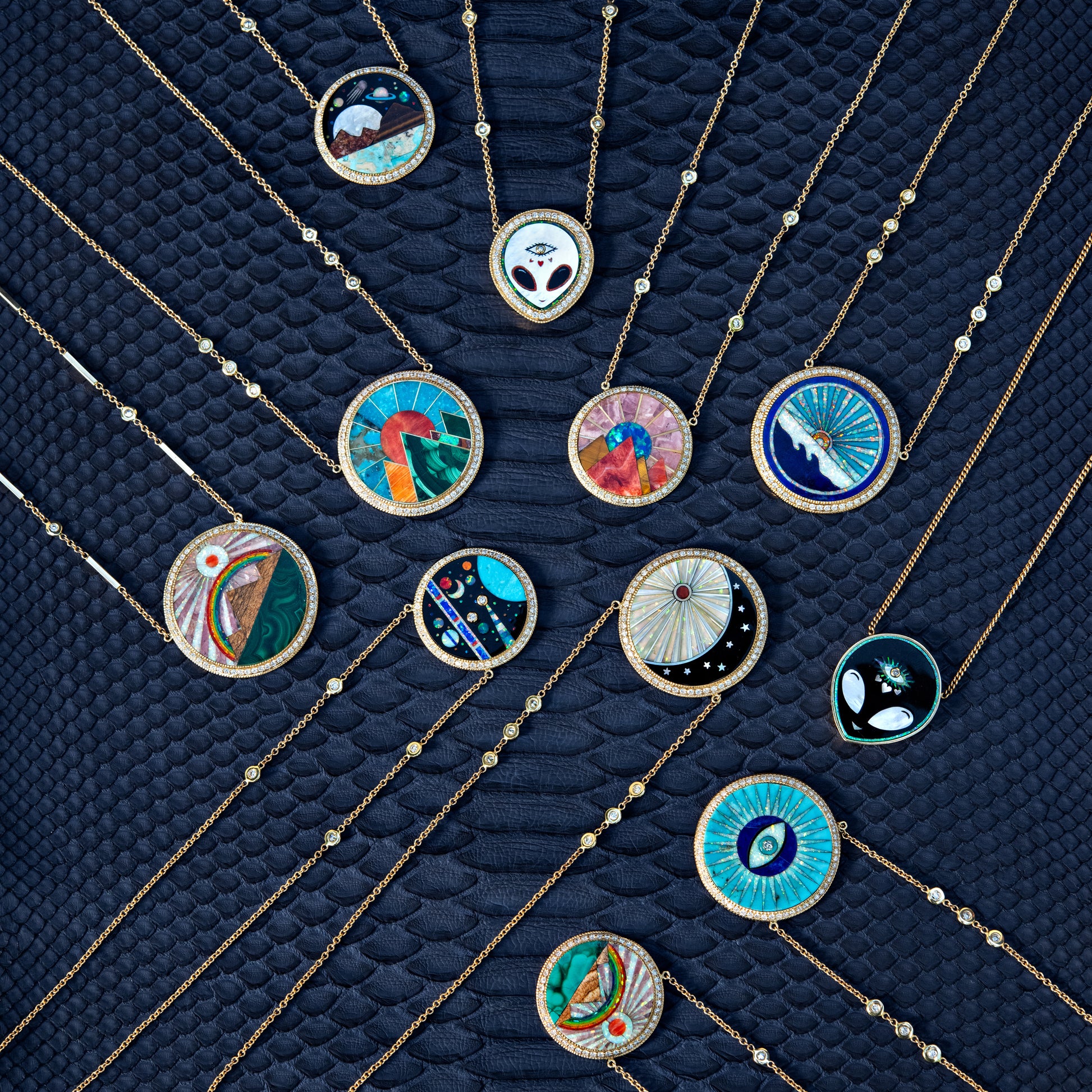 Small Pavé Diamond Galaxy Inlay Necklace