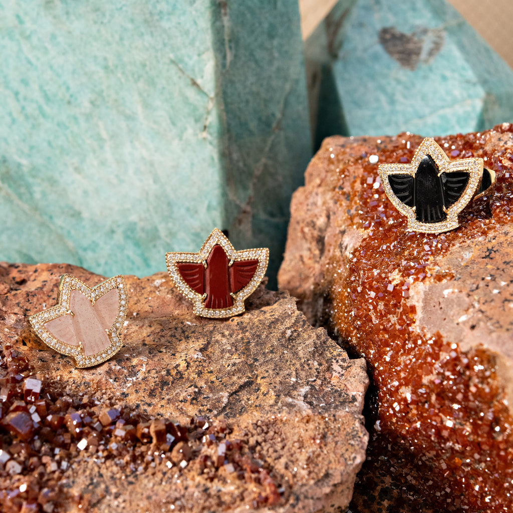 Pavé Baby Red Jasper Thunderbird Ring