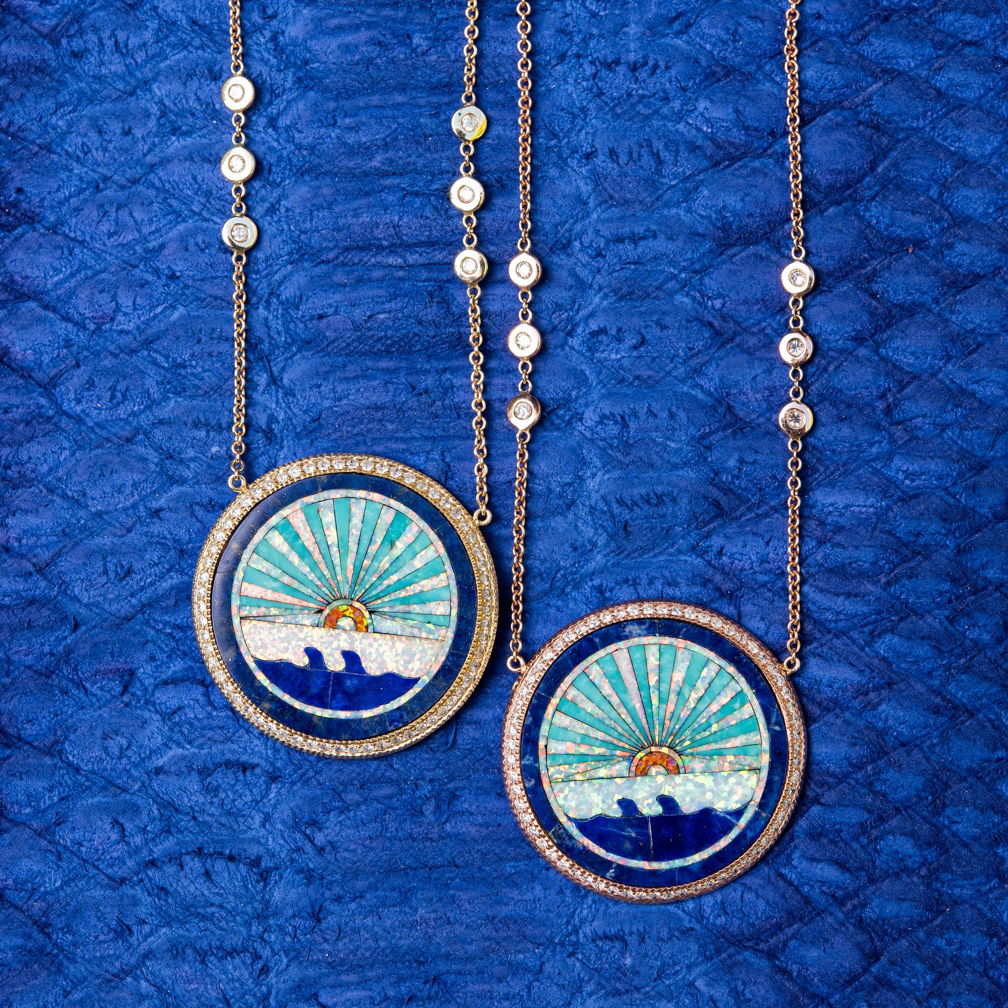 Pave Diamond Sunshine Inlay Necklace