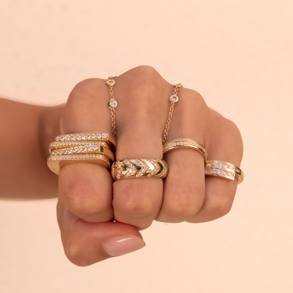 Thin Pave Slanted Bar Ring
