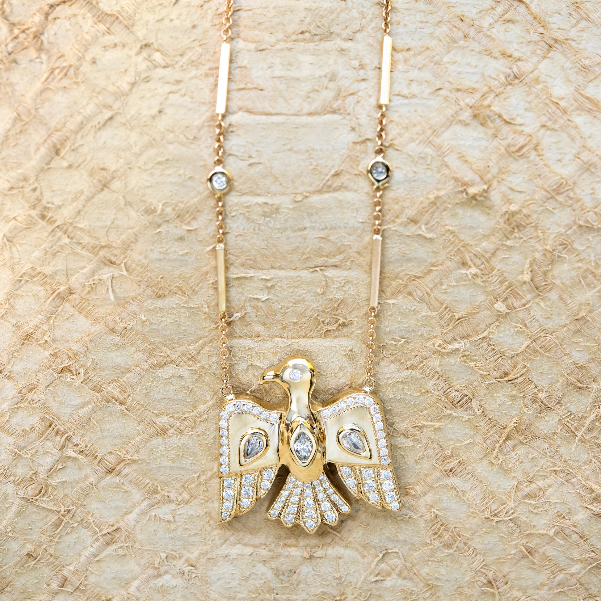 Large Diamond Pavé Thunderbird Necklace