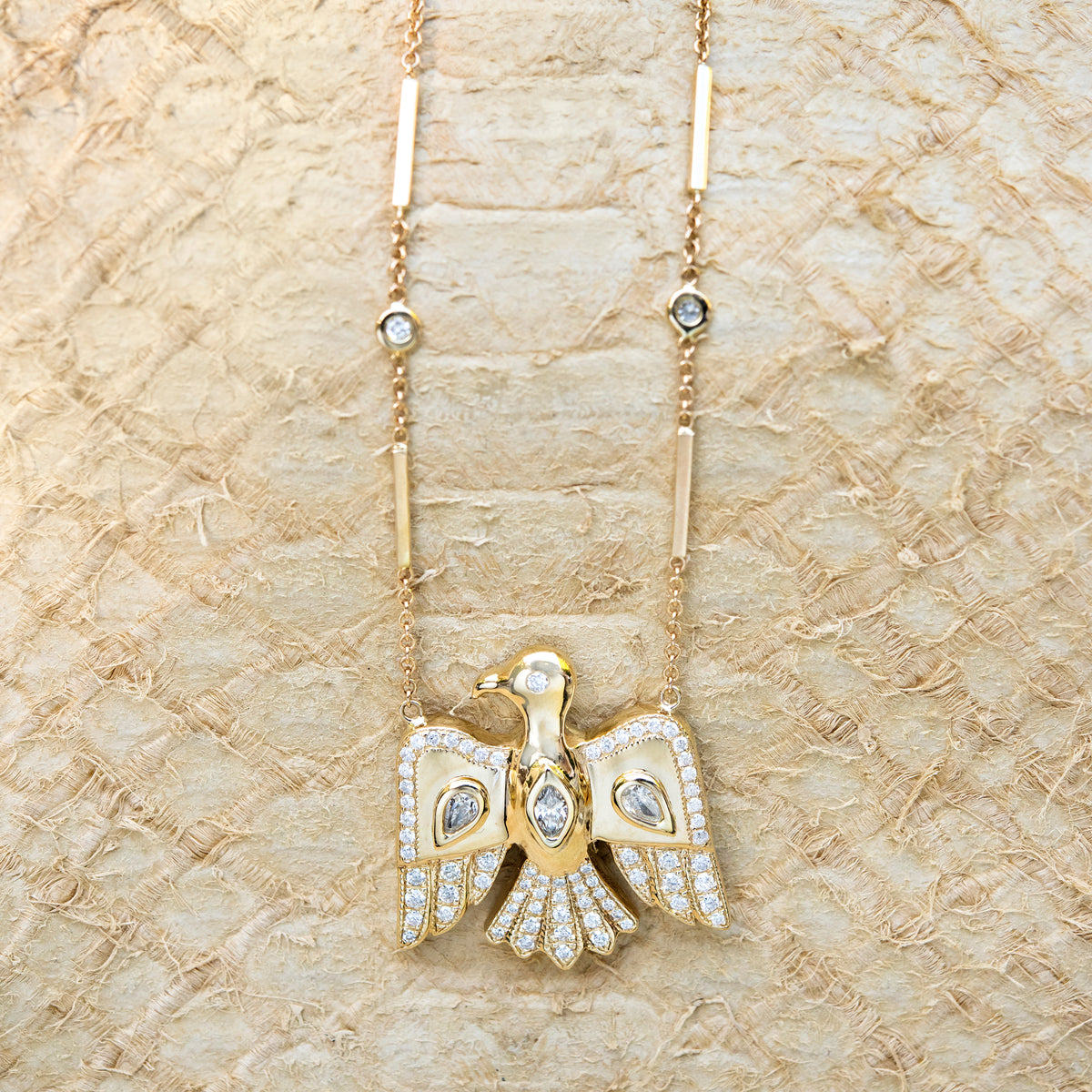 Large Diamond Pavé Thunderbird Necklace