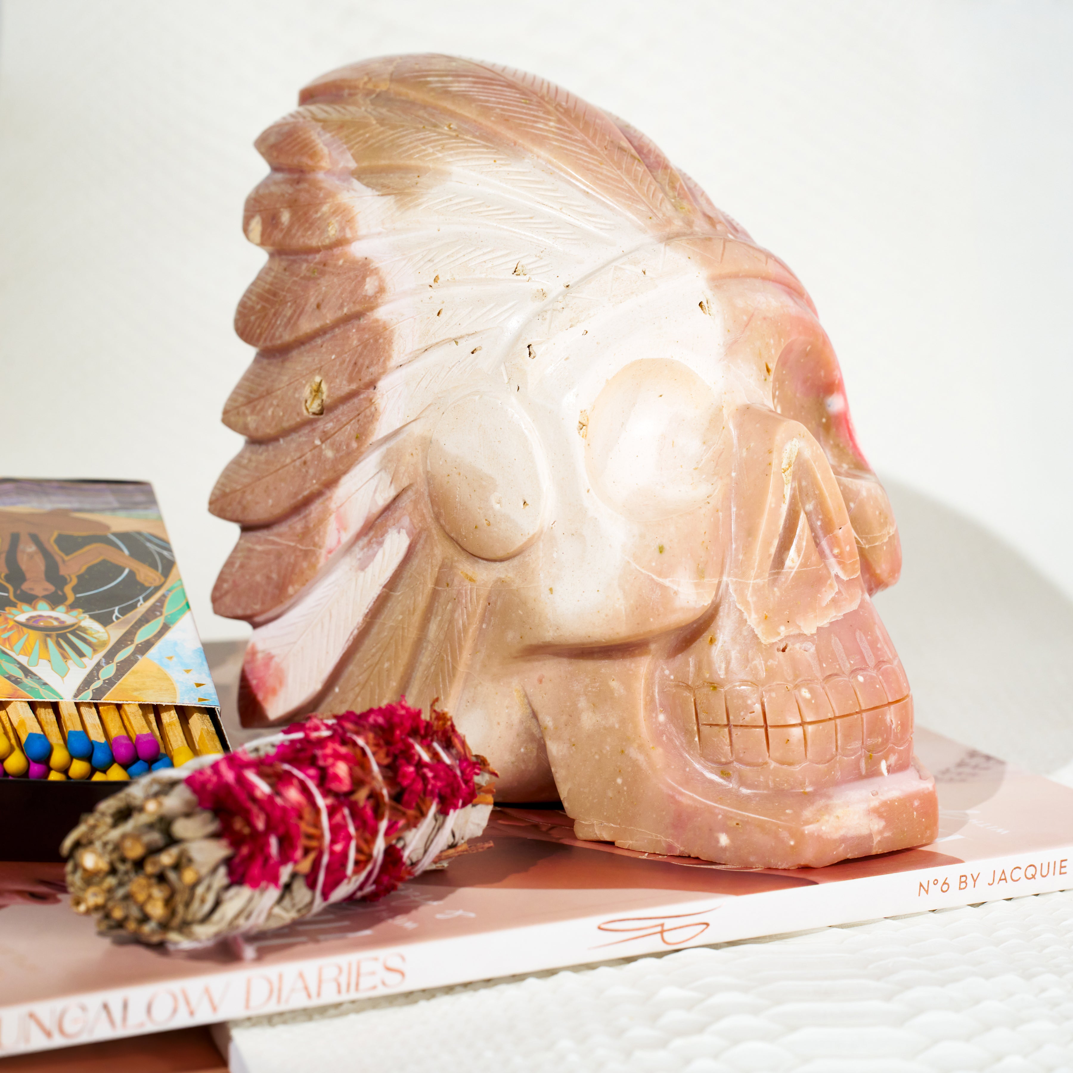 PINK OPAL CHIEF SKULL