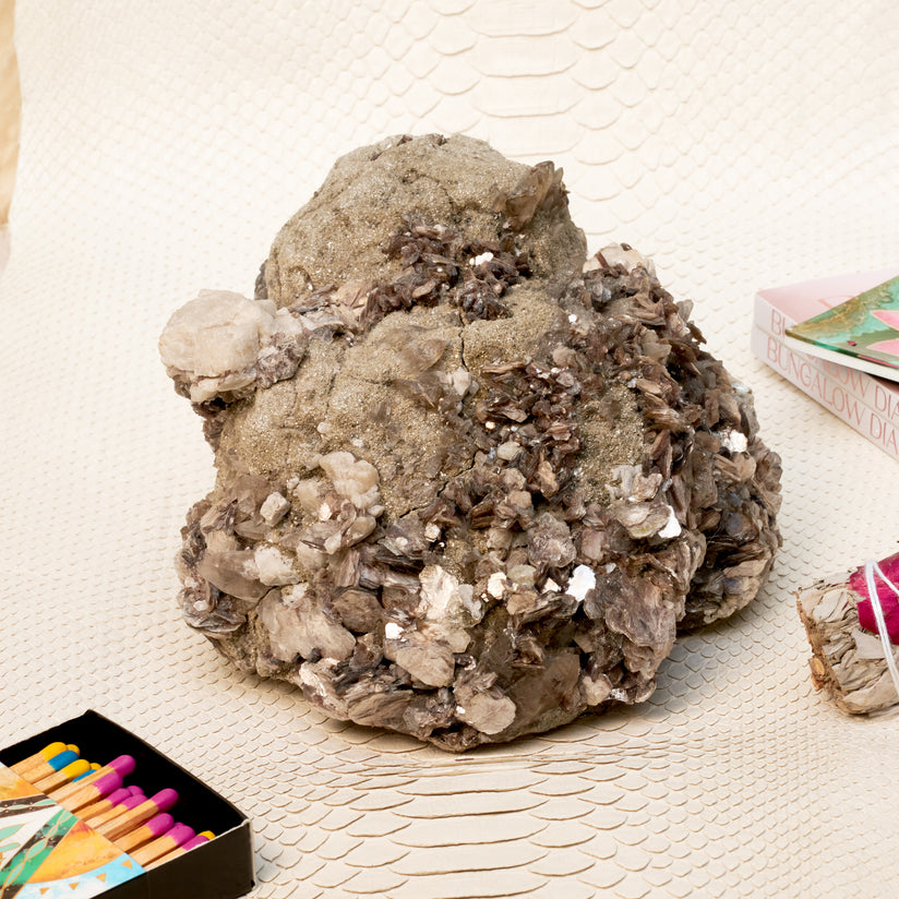 PYRITE & CALCITE CRYSTAL CLUSTER