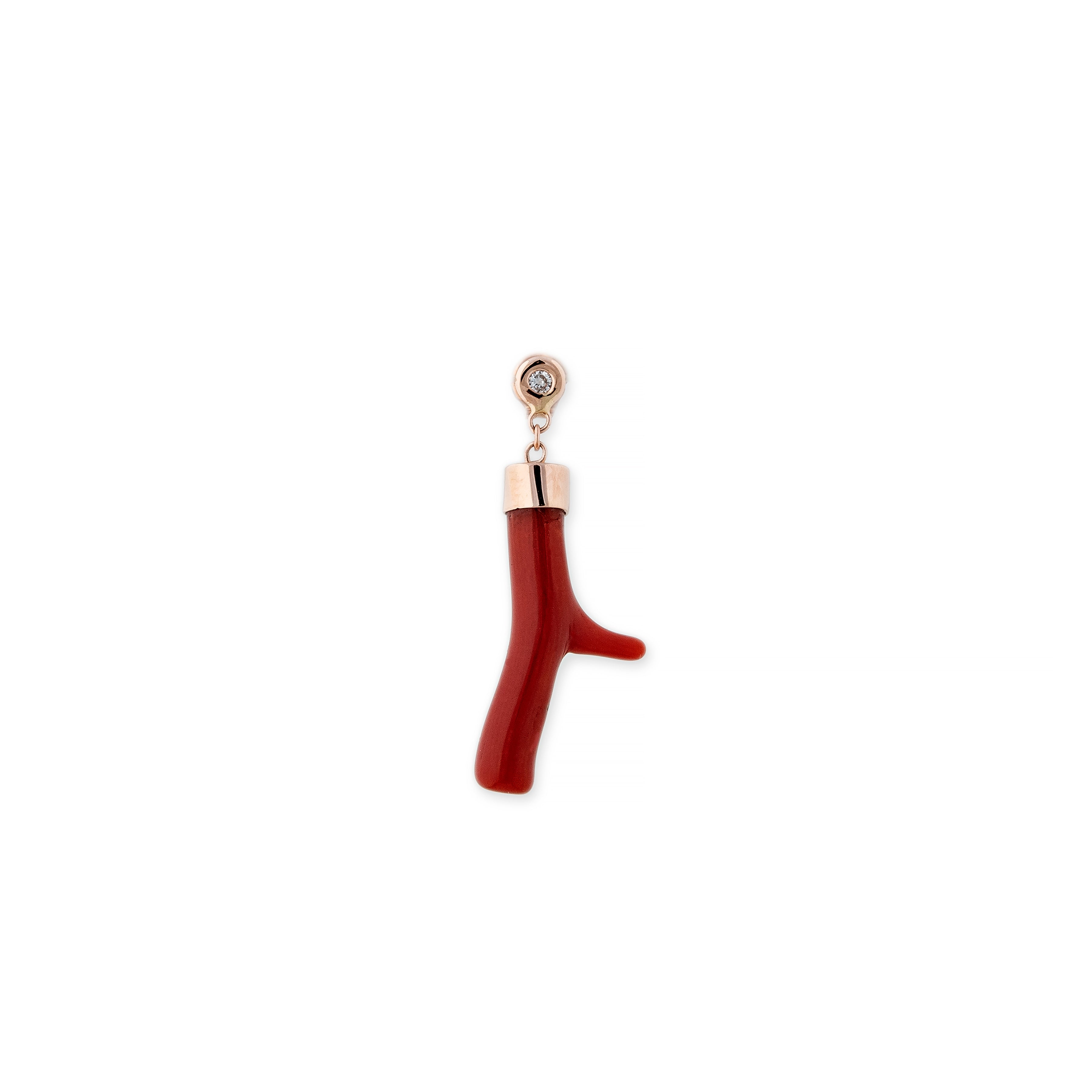 1 Diamond Bezel Short Freeform Coral Stud Earring