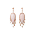 Large Pave Pink Opal Teardrop + Marquise Diamond Shakers Drop Earrings