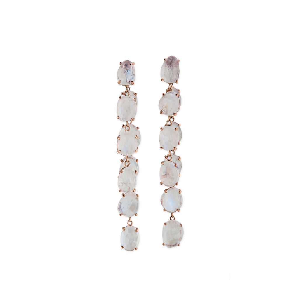 Freeform Moonstone Front + Back Drop Studs
