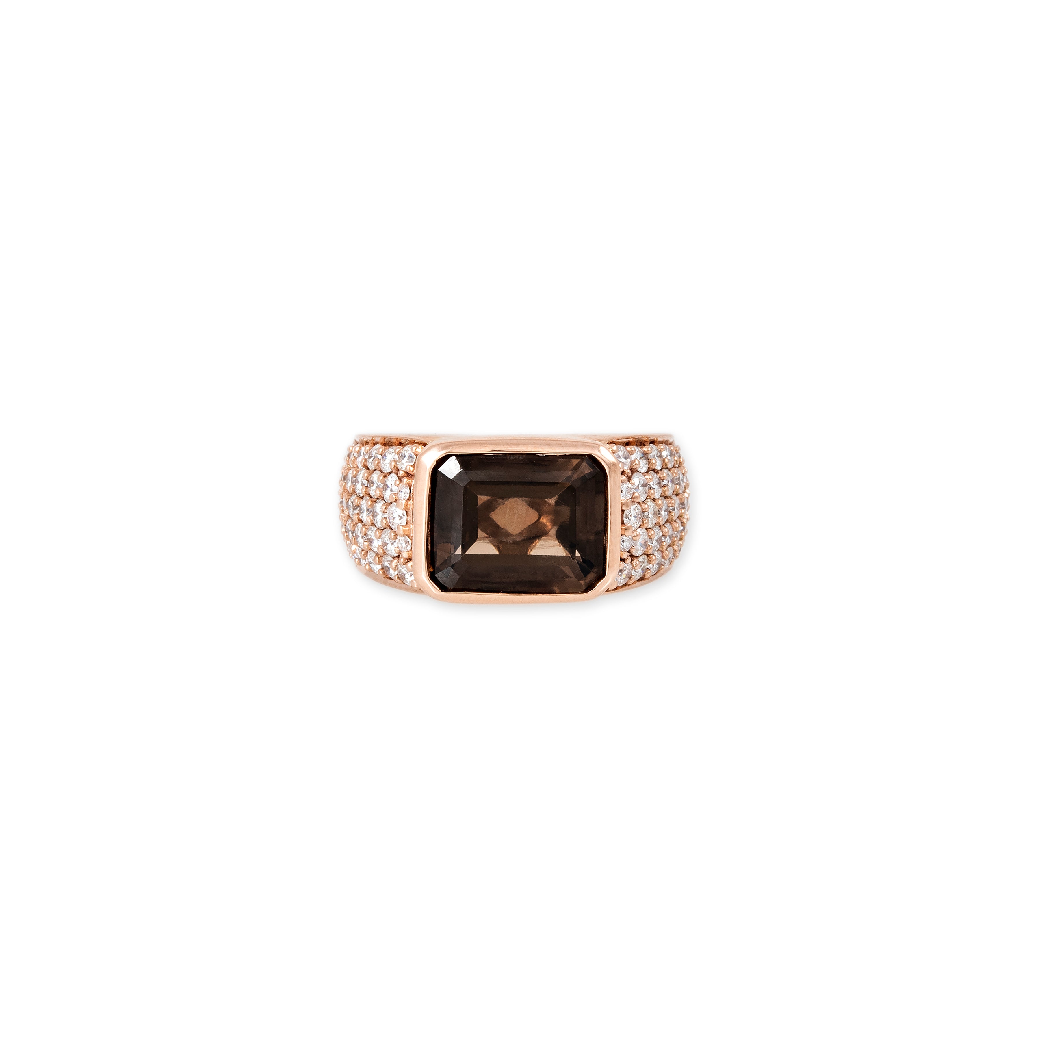 BROWN TOURMALINE BAGUETTE PAVE DIAMOND RING