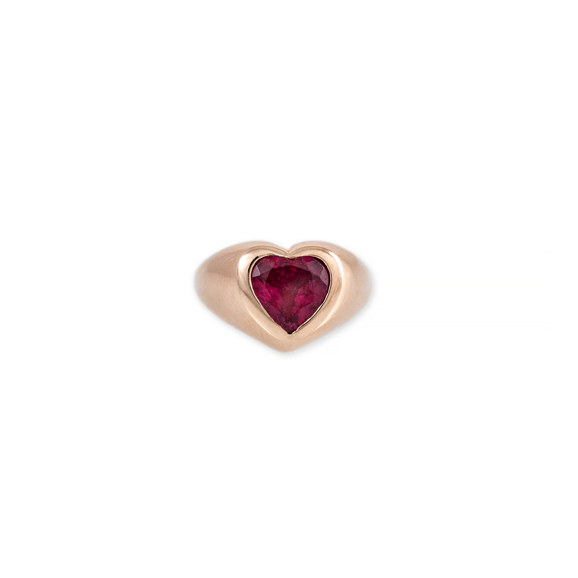 PINK TOURMALINE HEART SIGNET RING