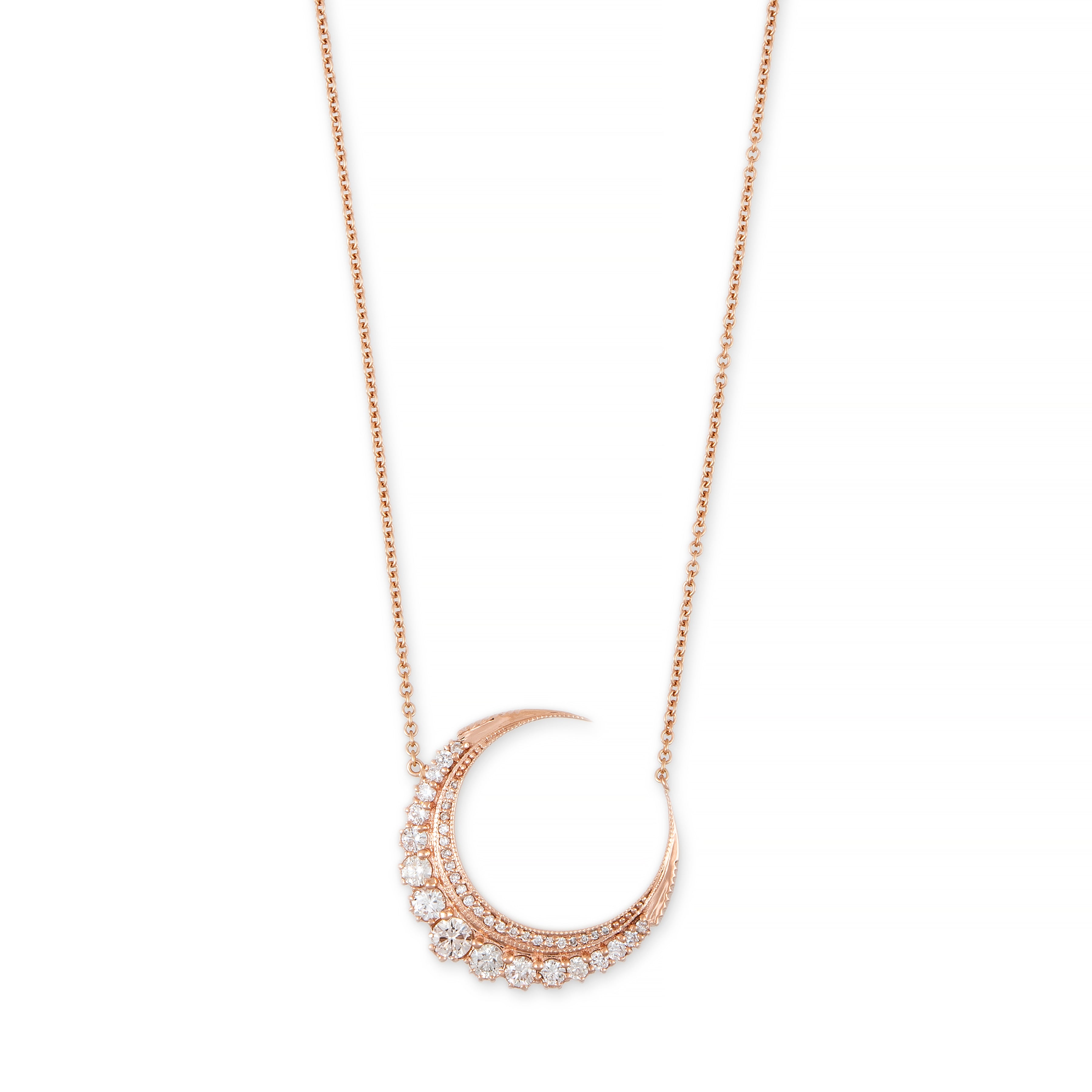 Large Diamond Crescent Moon Necklace