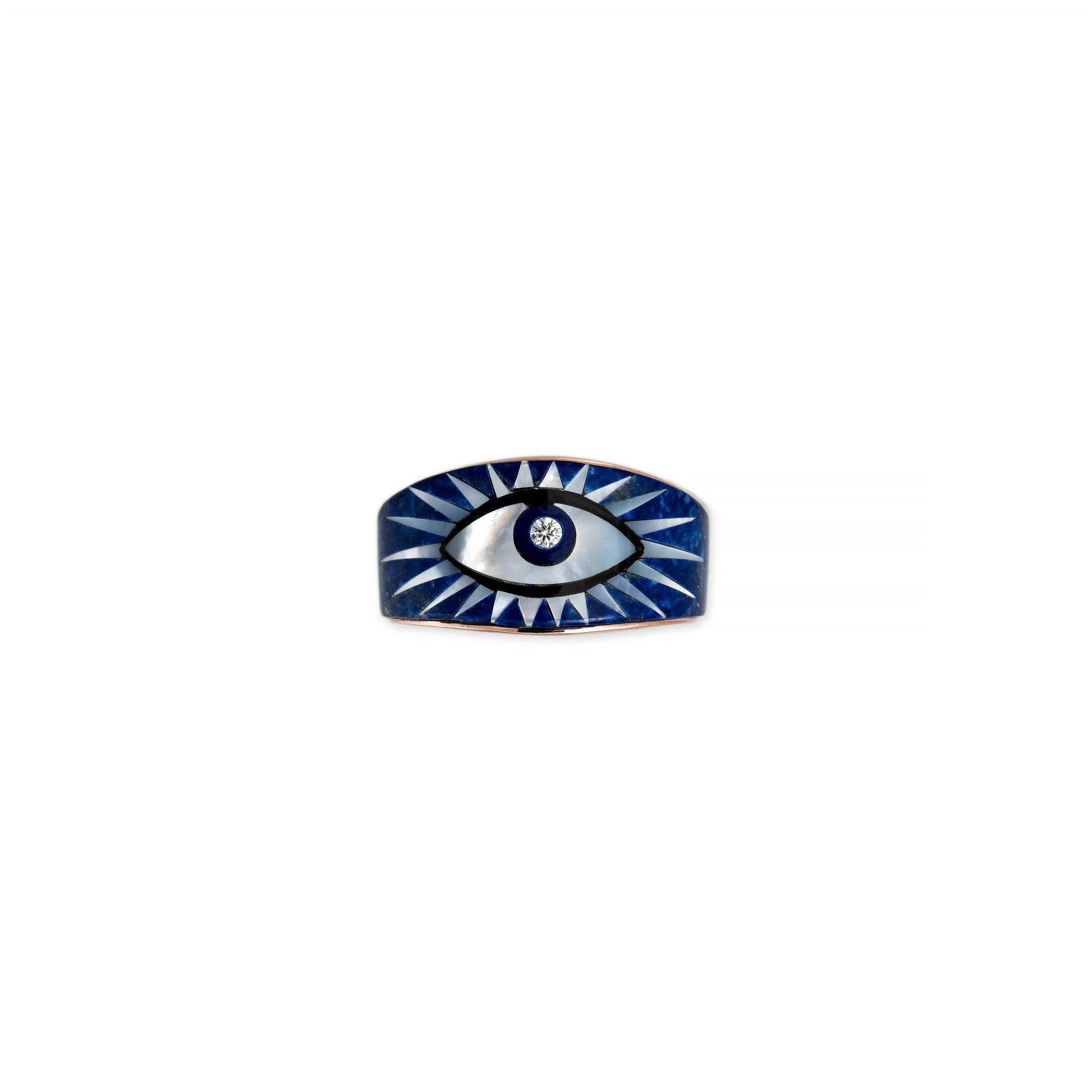 Lapis + Pearl Inlay Eye Burst Ring