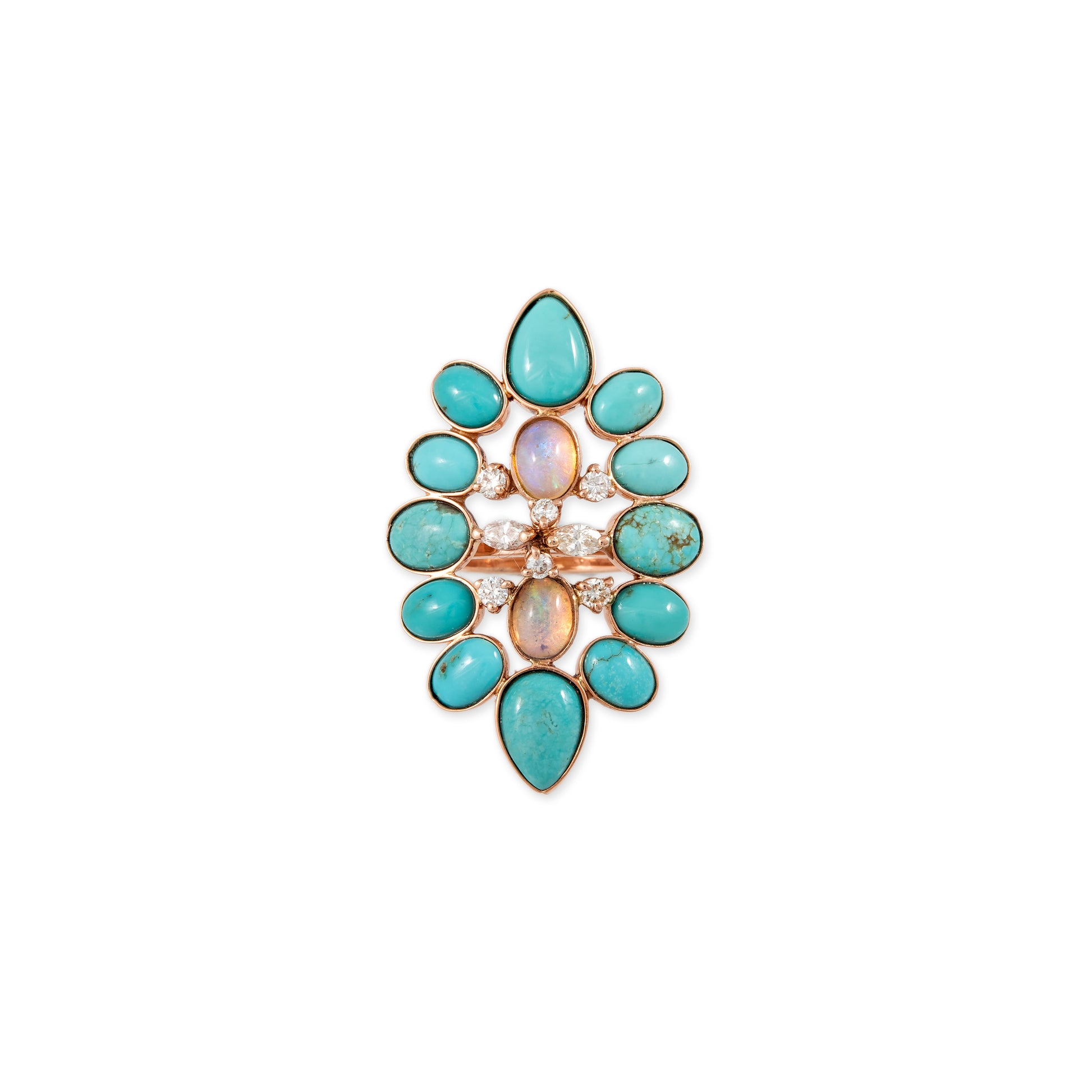 Turquoise + Opal Diamond Blossom Ring