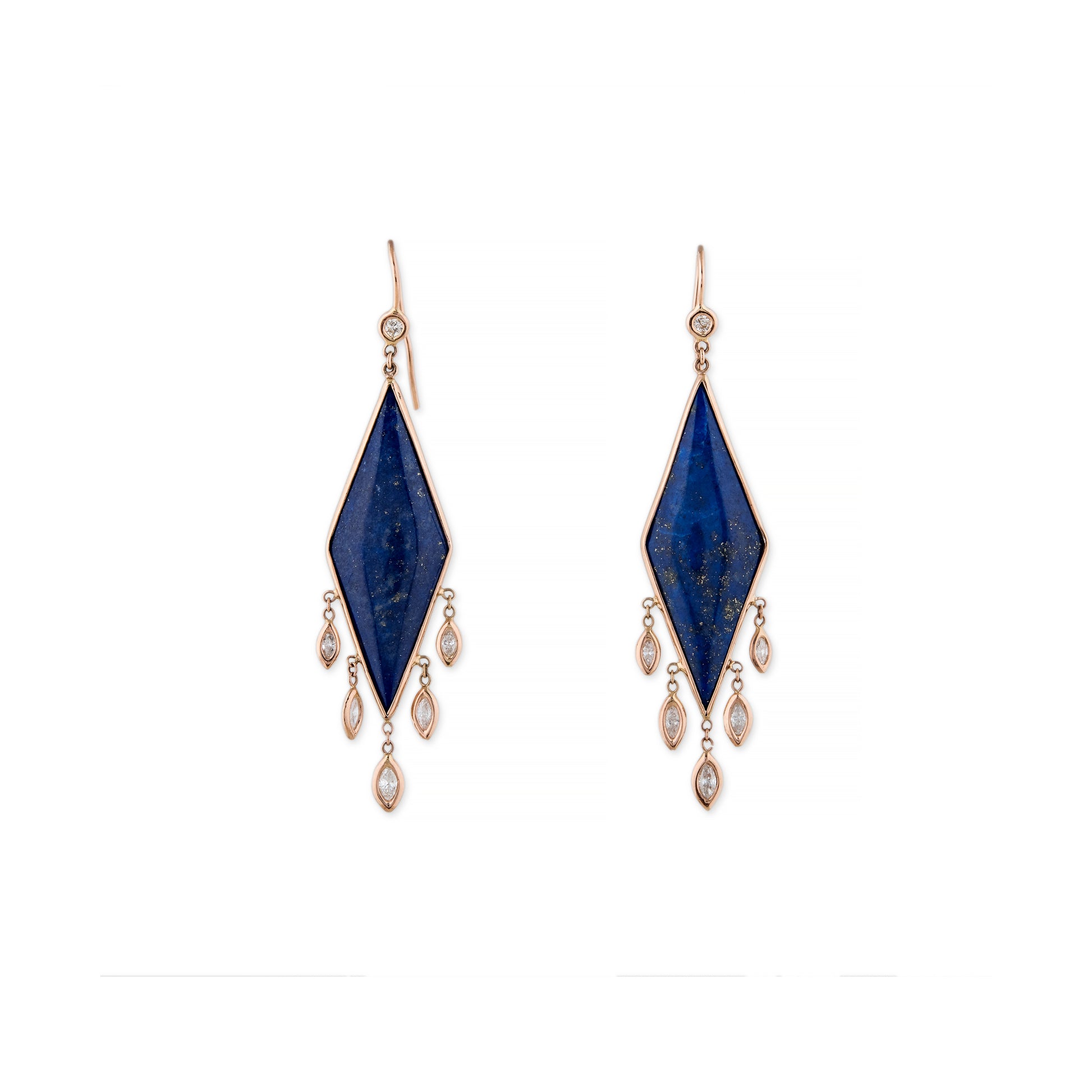 LAPIS KITE + MARQUISE DIAMOND SHAKER EARRINGS