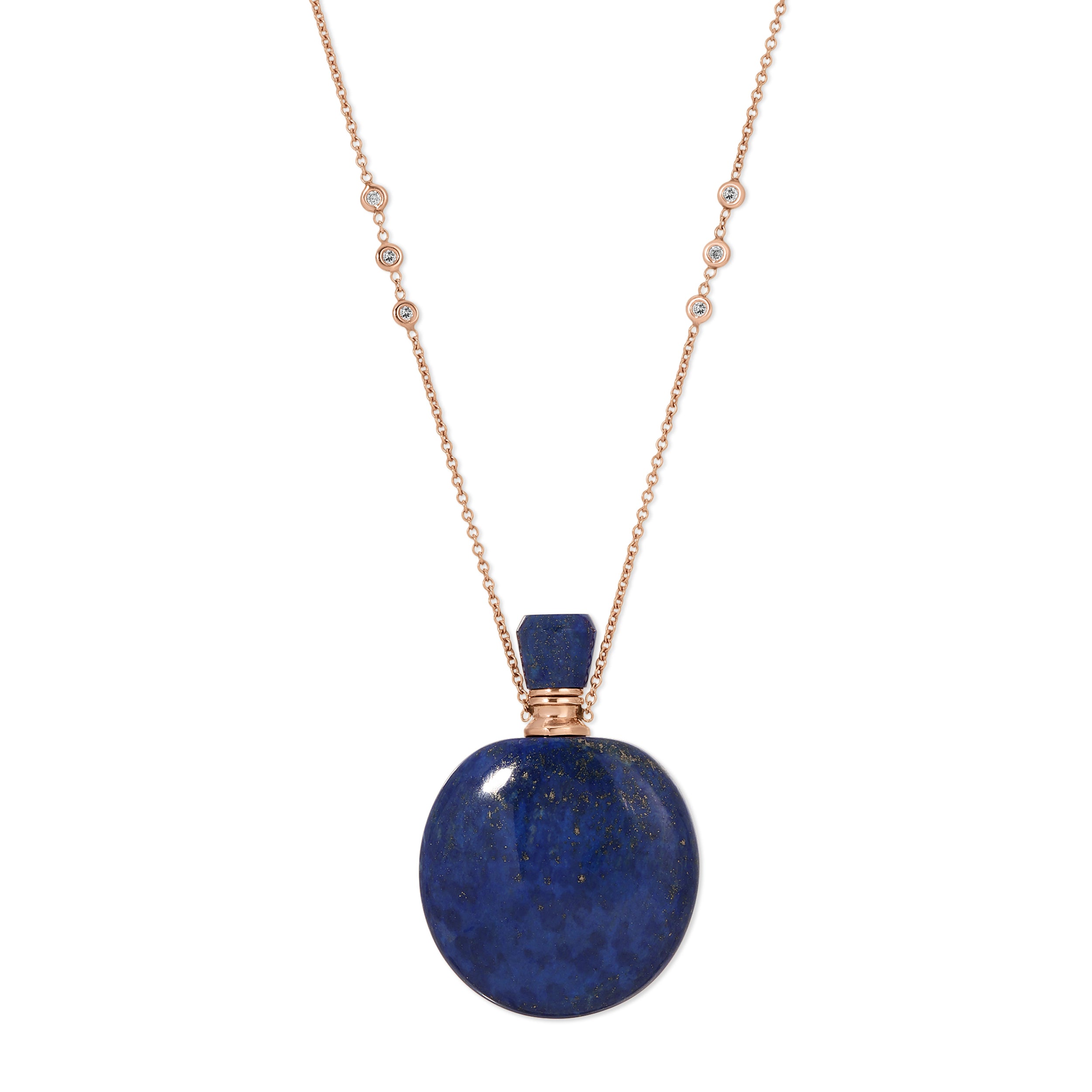 Large Round Lapis Potion Bottle Necklace