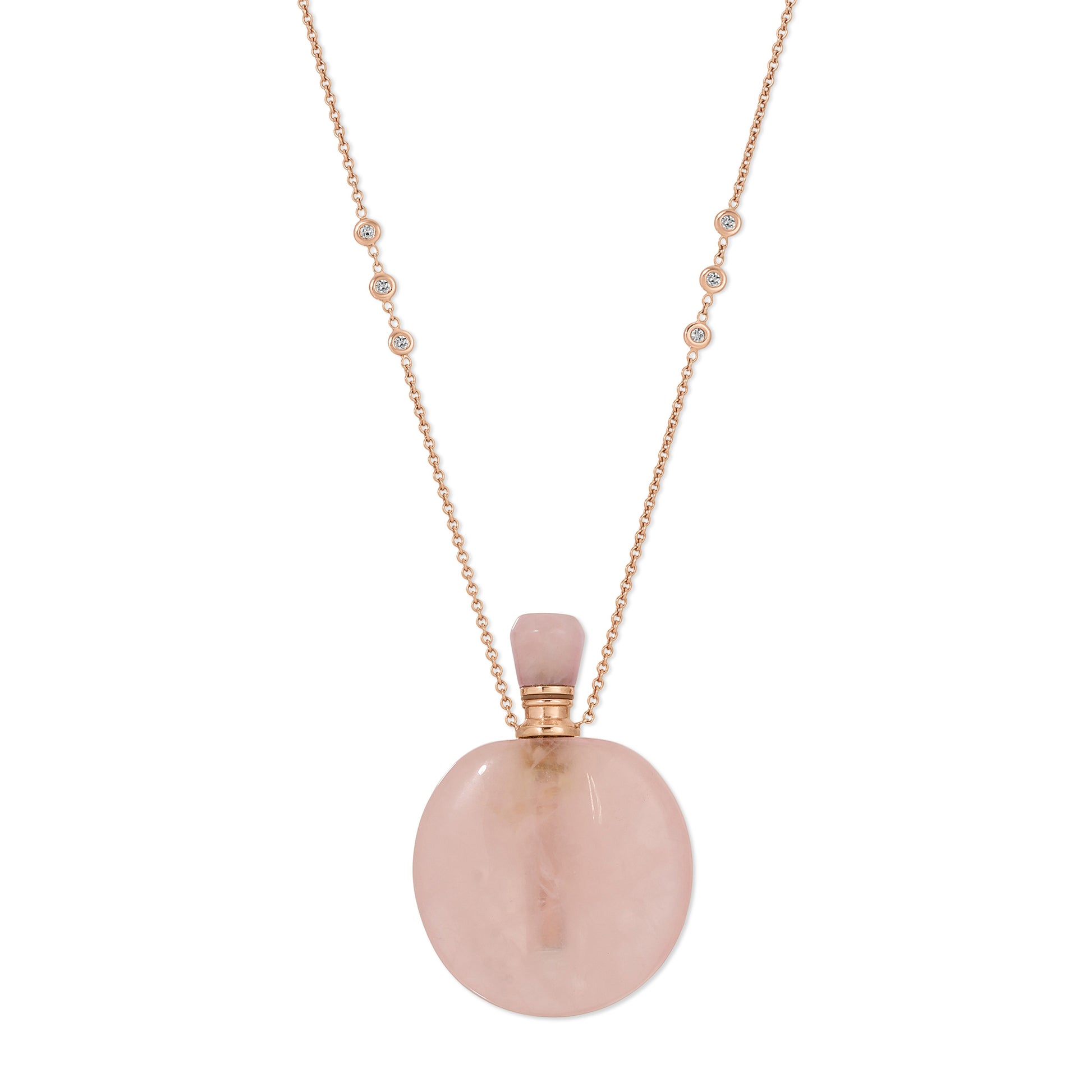 Large Round Rose Quartz Potion Bottle Necklace