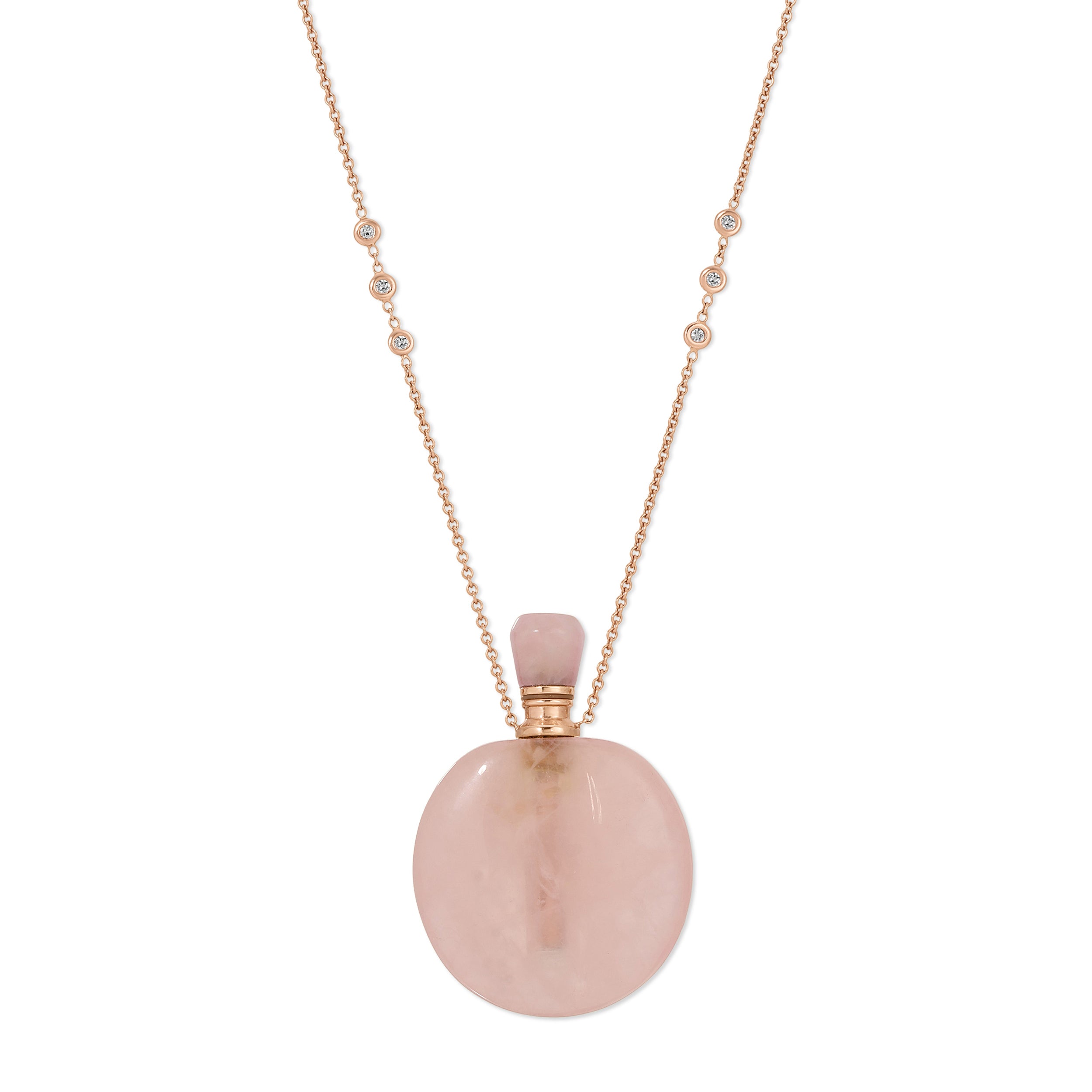 Large Round Rose Quartz Potion Bottle Necklace