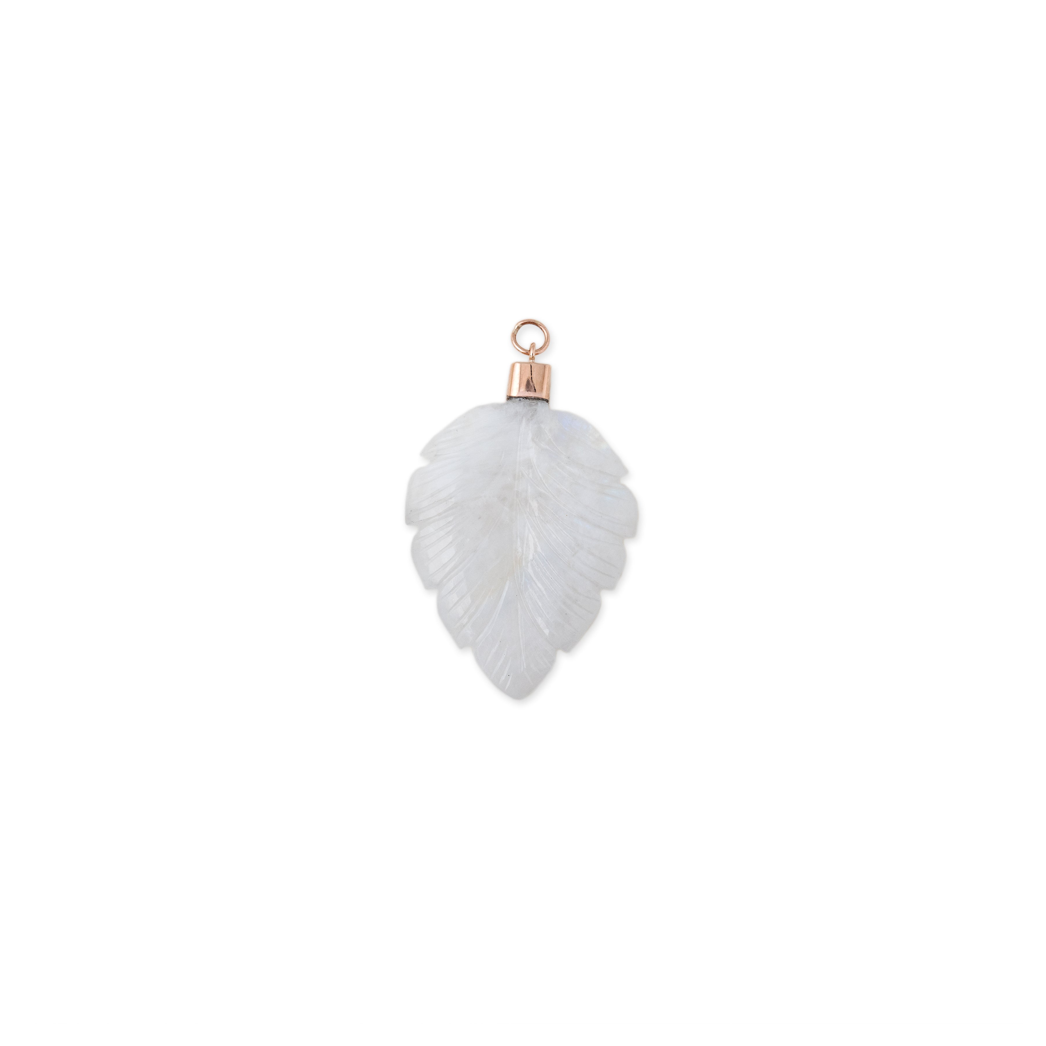 CARVED MOONSTONE LEAF CHARM