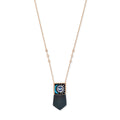 Rainbow Obsidian Crystal Inlay Crescent Eye Burst Cap Necklace