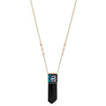 Onyx Crystal Crescent Eye Burst Inlay Cap Necklace