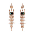 Pave Green Tourmaline Baguette + Hammered Marquise Chandelier Earrings