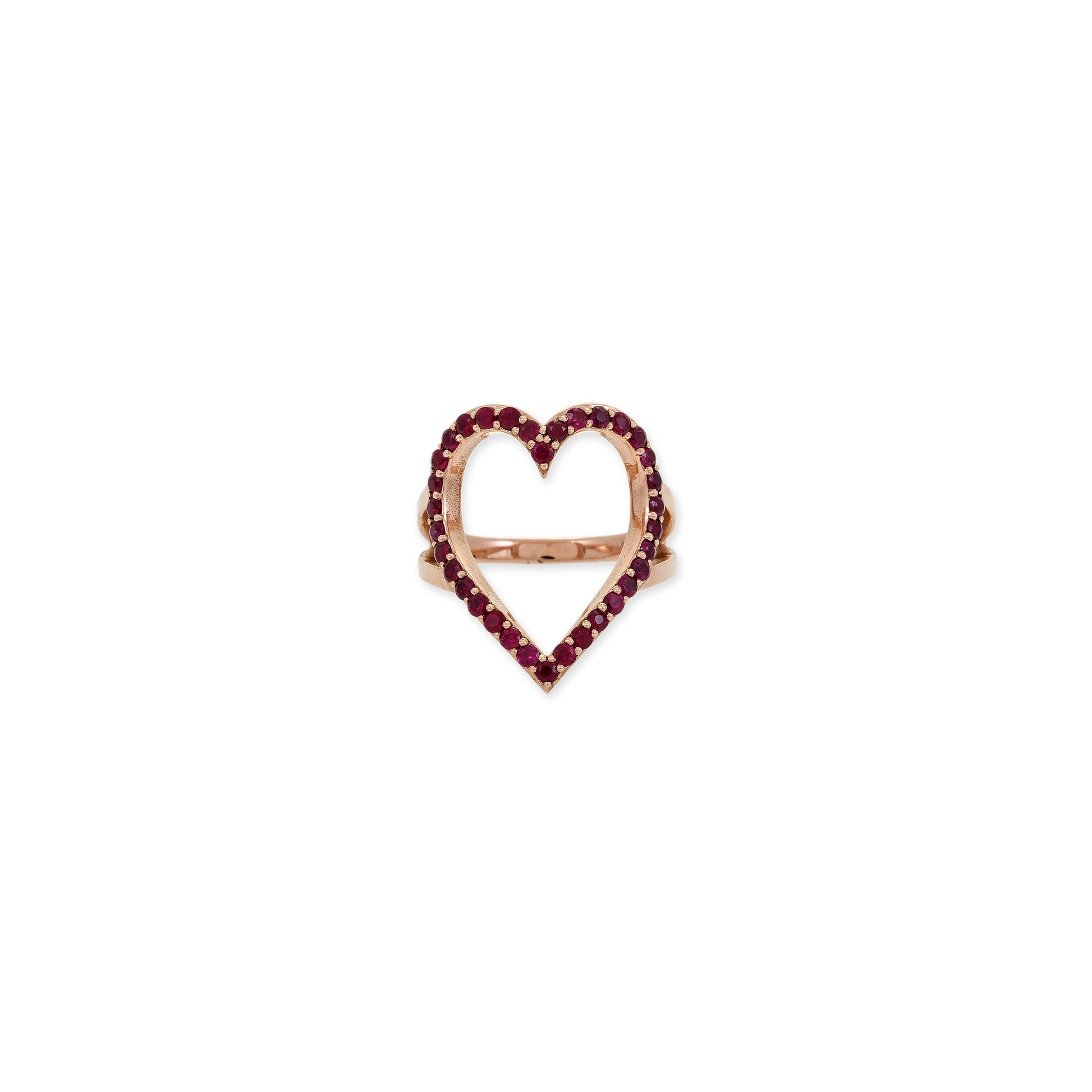 PAVE RUBY OUTLINE HEART RING