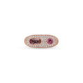 Pink Tourmaline Oval + Round Pavé Diamond Ring
